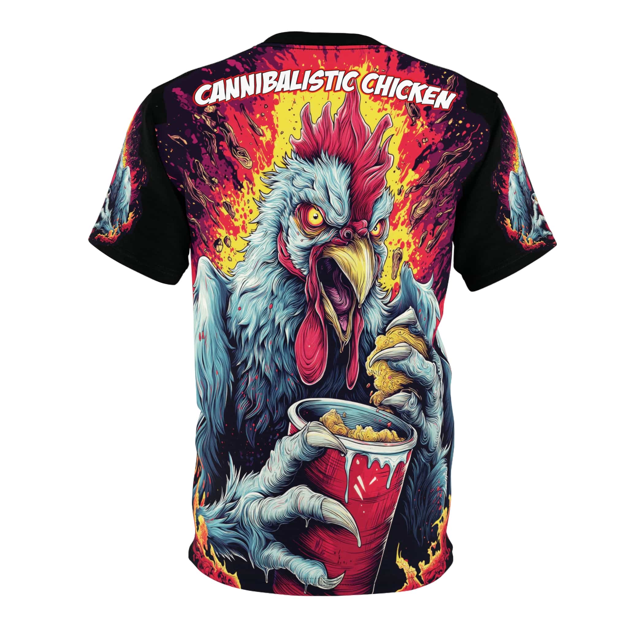 Cannibalistic Chicken Band Unisex Tee (AOP) - Image 2
