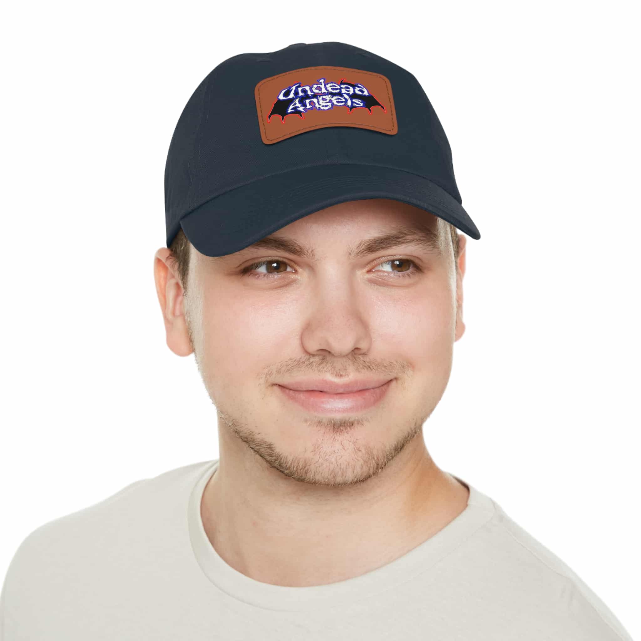 Undead Angels Logo Leather Patch Dad Hat - Casual Style for Music Lovers - Image 85