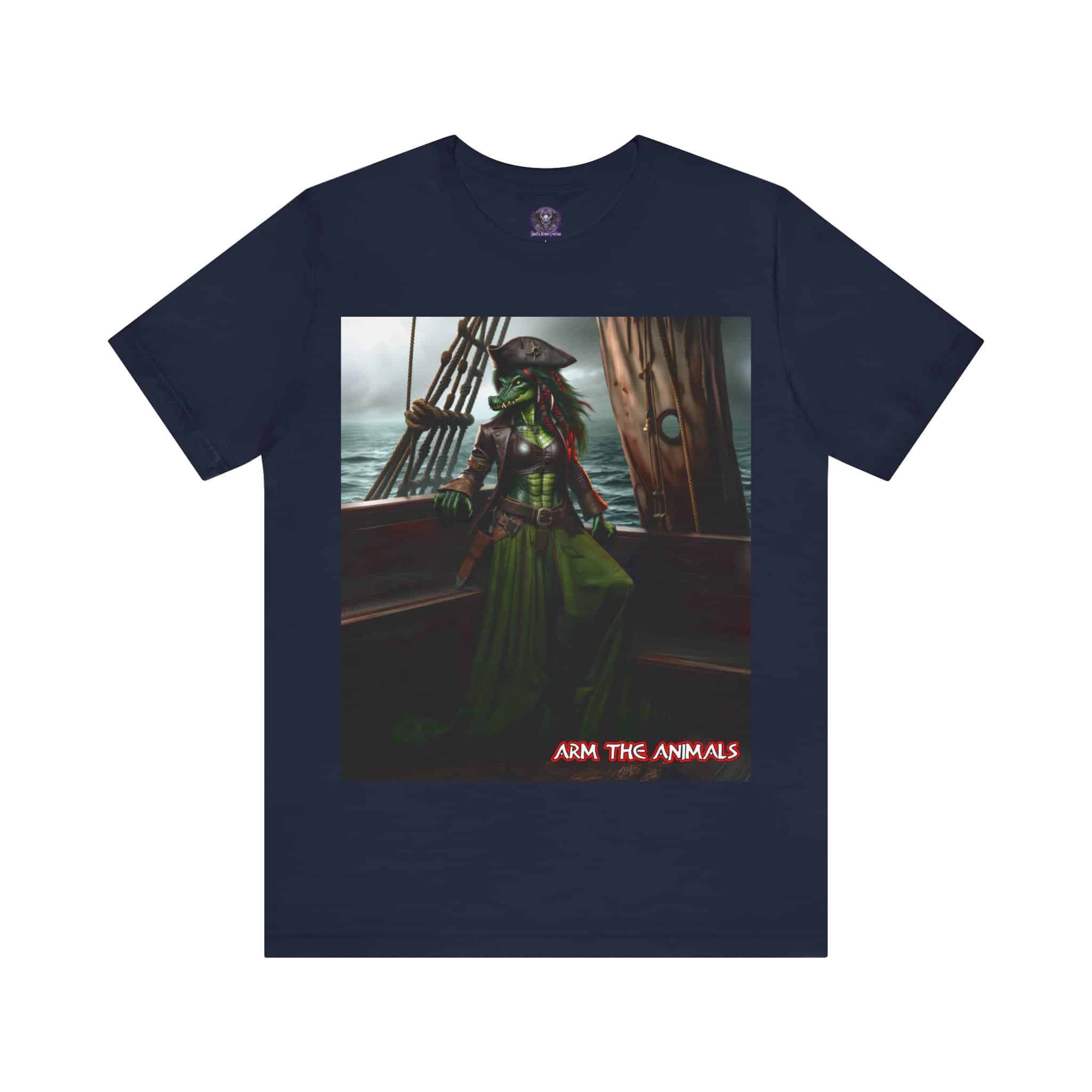 Arm The Animals: Pirate Gator Girl #AA-D-G001 Unisex Jersey Short Sleeve Tee - Image 11