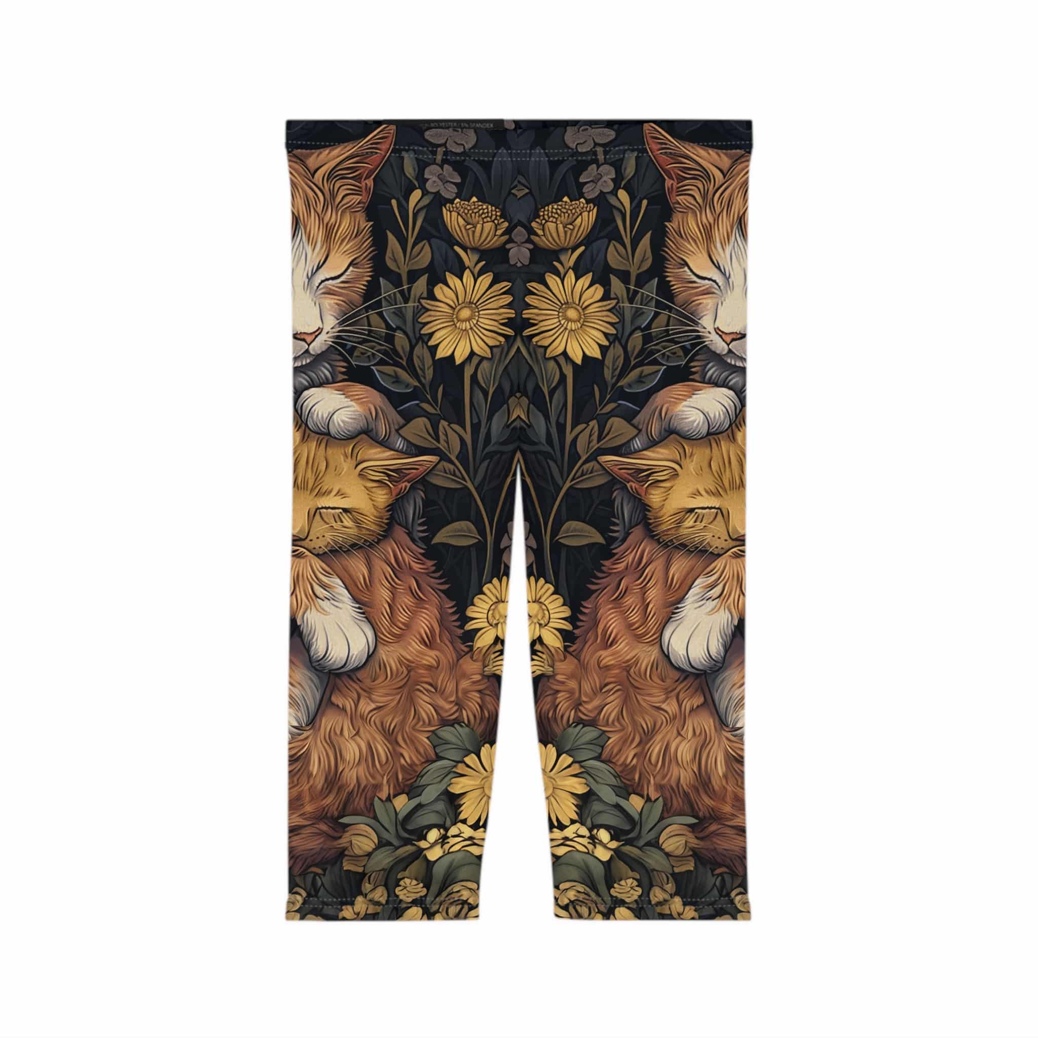 Sleeping Mama Cat & Kitten WD-M003 By Wyldesigns Women’s Capri Leggings (AOP)