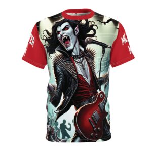 Monster Mosh 2024 Tour Drac On Guitar MM-D009 Unisex Cut & Sew Tee (AOP) - Black or Turquoise Sleeves