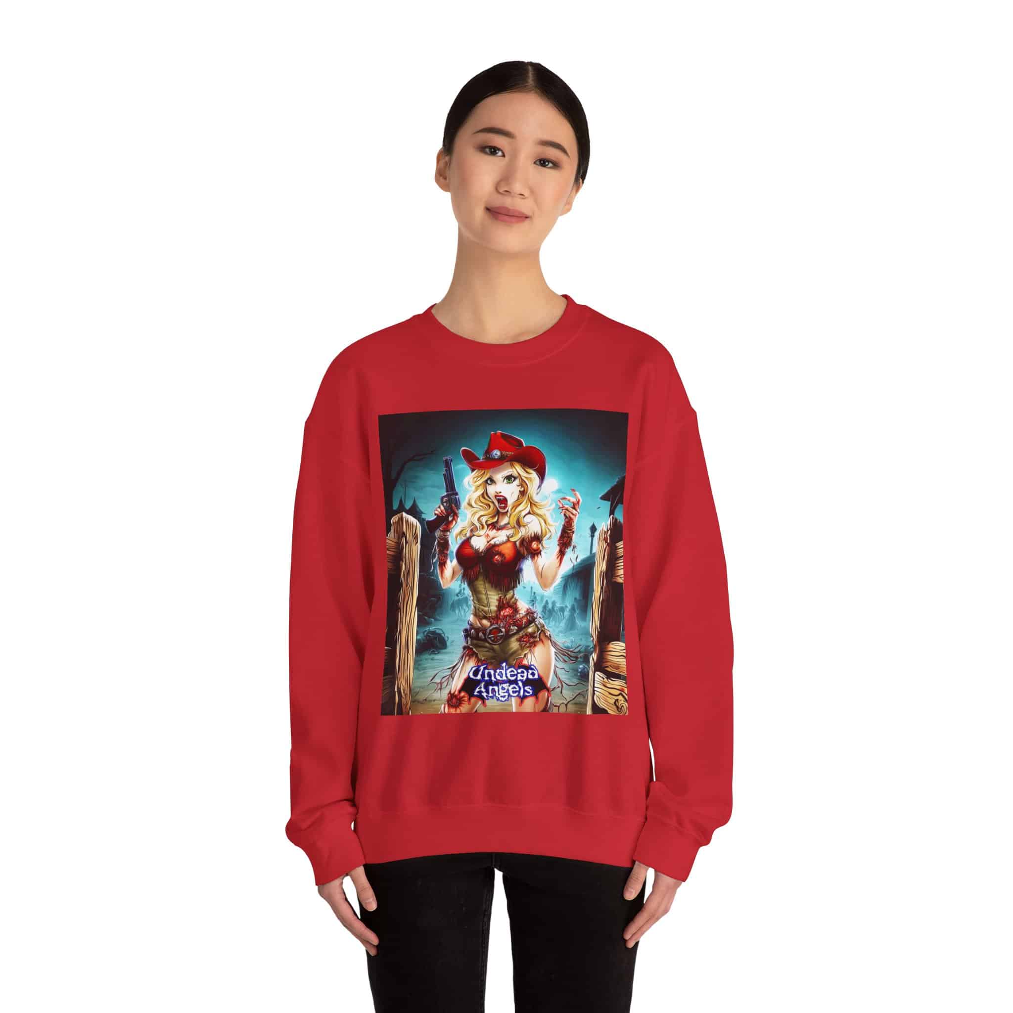 Undead Angels Zombie Cowgirl Cassidy Classic Reborn Style II Unisex Heavy Blend™ Crewneck Sweatshirt - Image 30