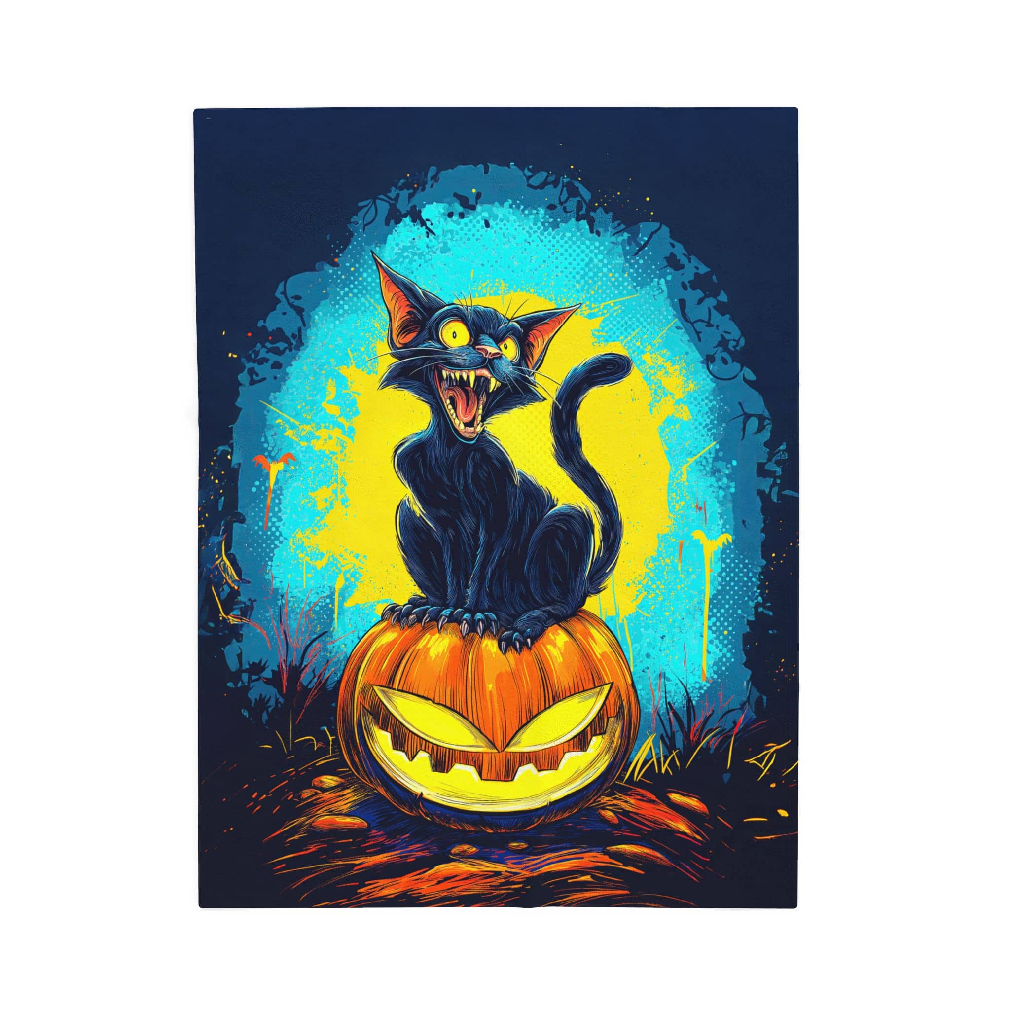 Halloween Cat Plush Blanket, Cozy Throw for Fall Decor, Spooky Gift, Cat Lover's Blanket, Perfect for Trick or Treating - Image 17