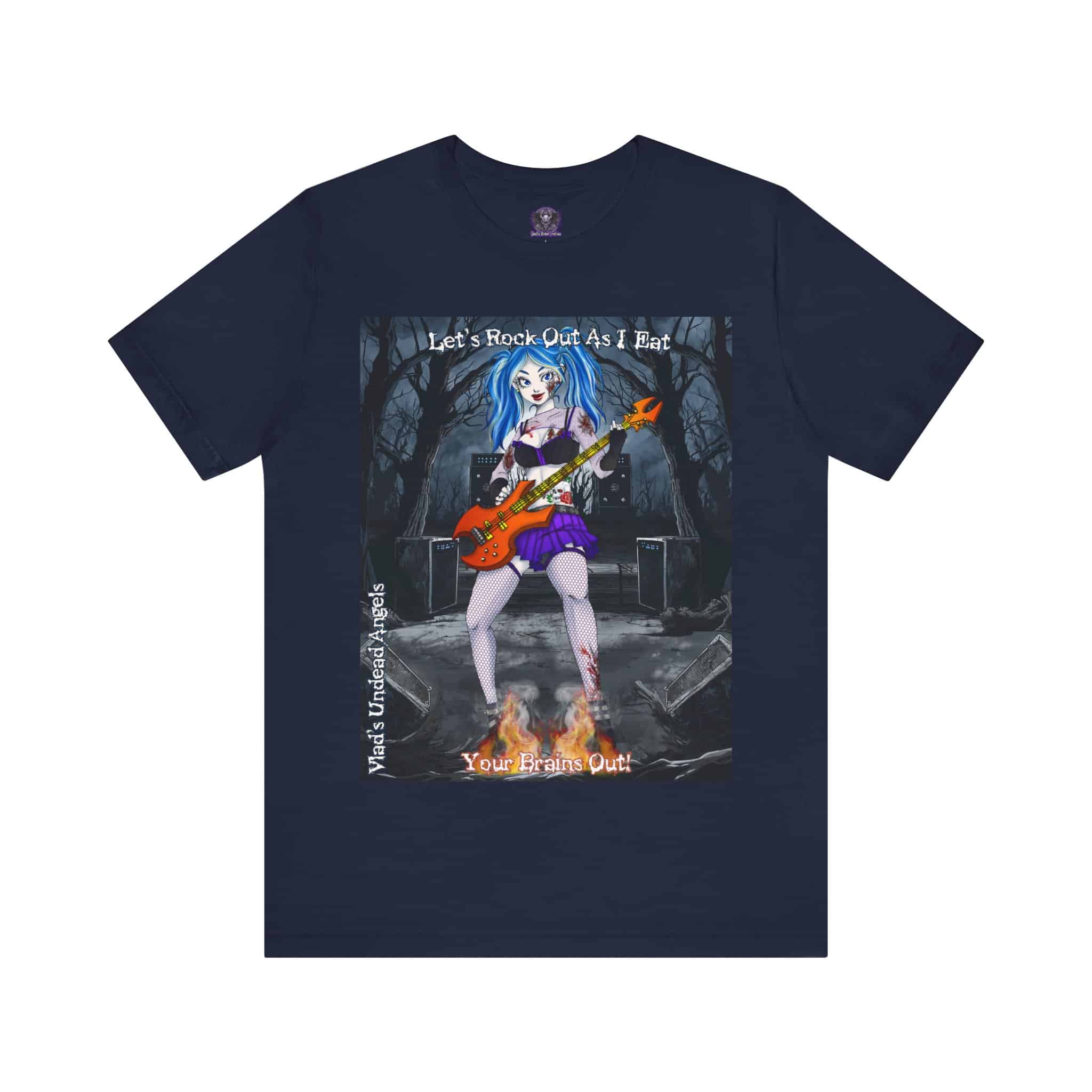 Ashley Undead Angel Bass Guitarist F1 - Classic Art w/Text Re-Issue Unisex Jersey Short Sleeve Tee - Image 13