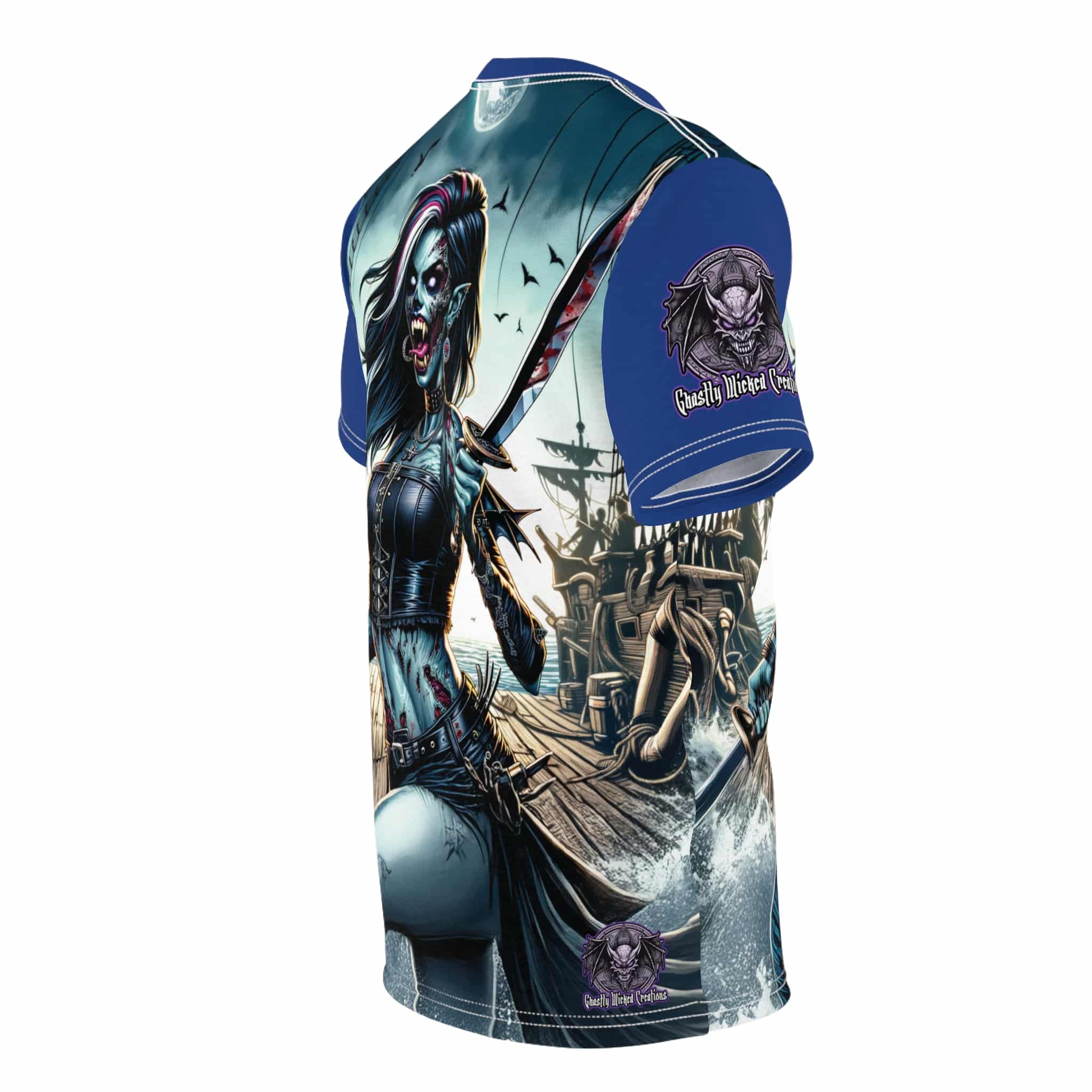 Undead Pirate Lass #ML-D-UP004 Unisex Cut & Sew Tee (AOP) - Image 8