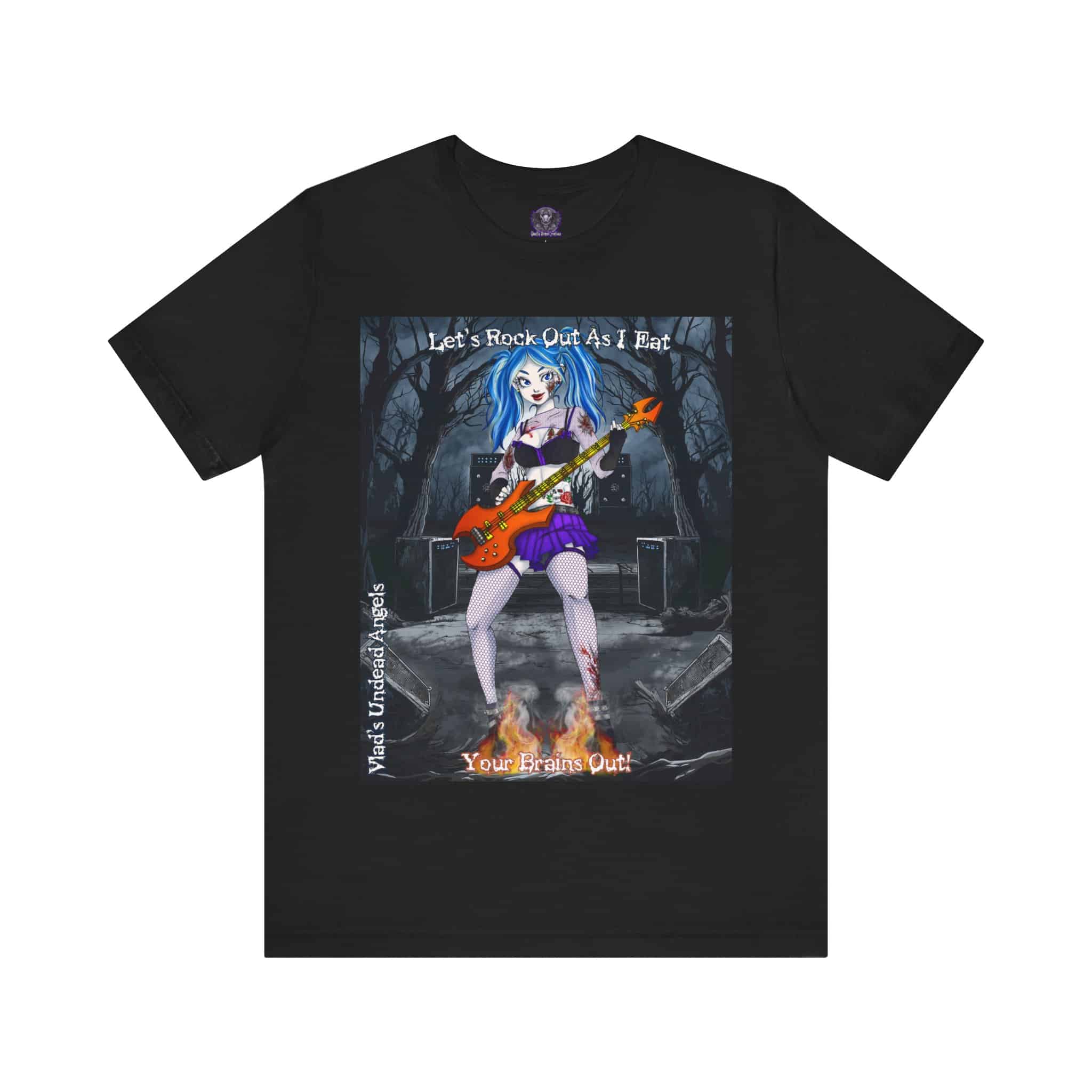 Ashley Undead Angel Bass Guitarist F1 - Classic Art w/Text Re-Issue Unisex Jersey Short Sleeve Tee - Image 5