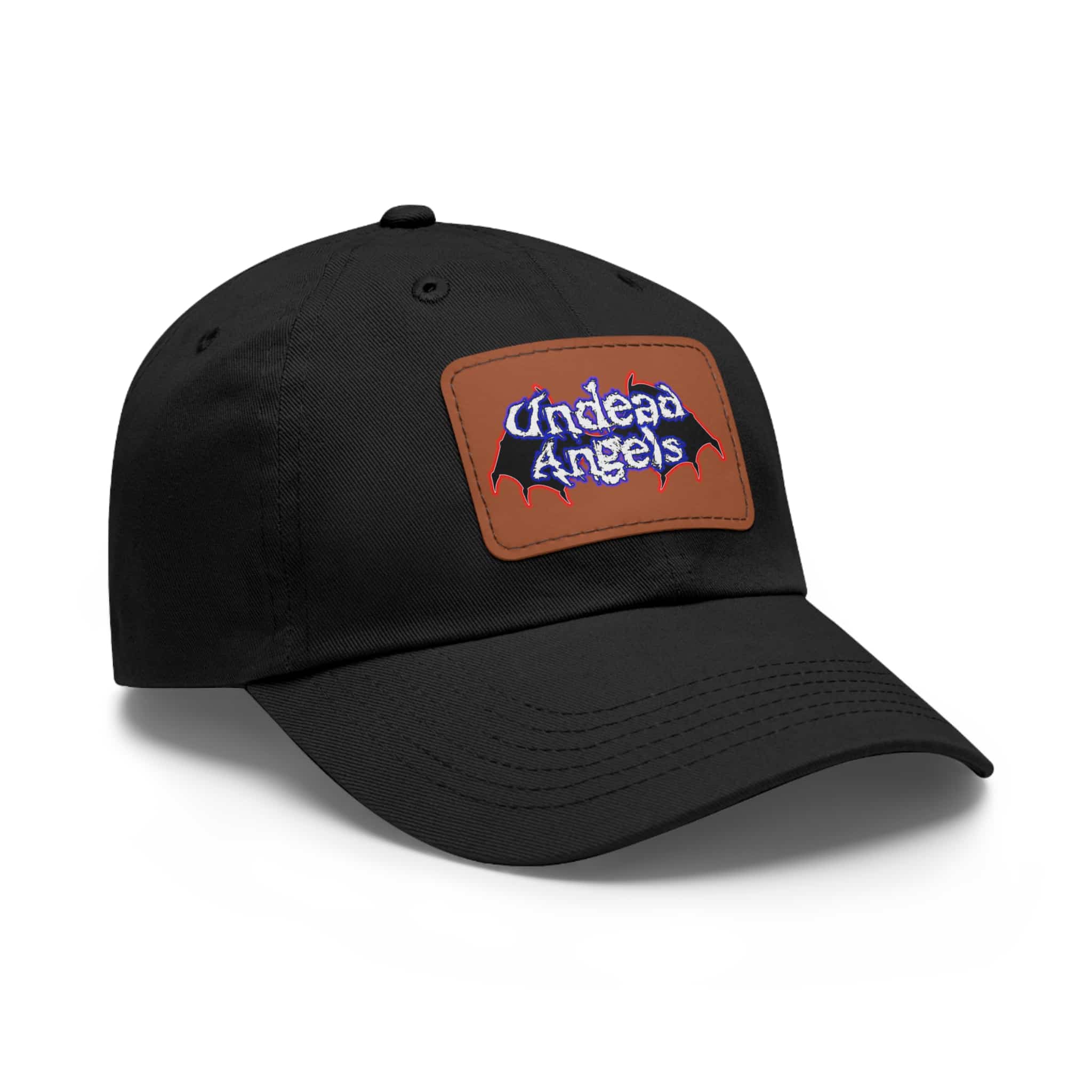 Undead Angels Logo Leather Patch Dad Hat - Casual Style for Music Lovers - Image 2