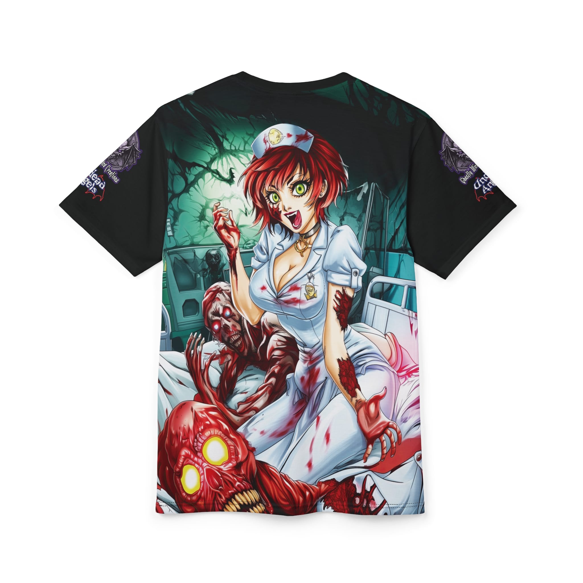 Undead Angels Zombie Nurse Abigail Classic Reborn Style III Unisex Cut & Sew Tee (AOP) - Image 8