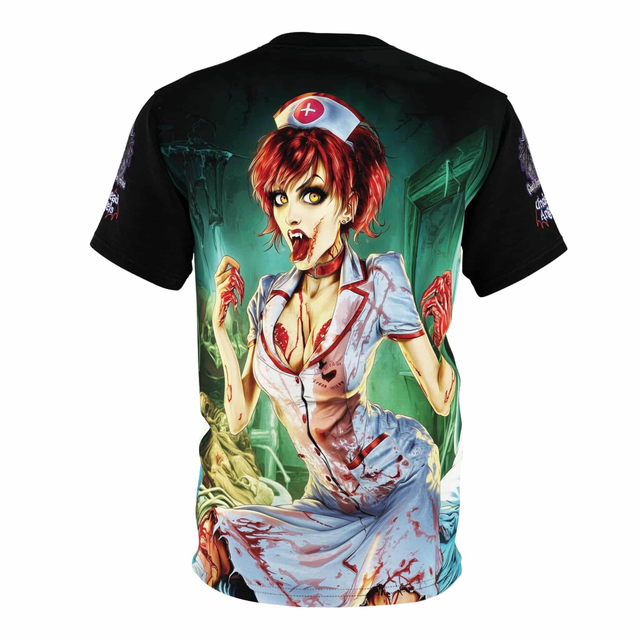 Undead Angels Zombie Nurse Abigail Reborn Style II-BZ Unisex Cut & Sew Tee (AOP) - Image 7