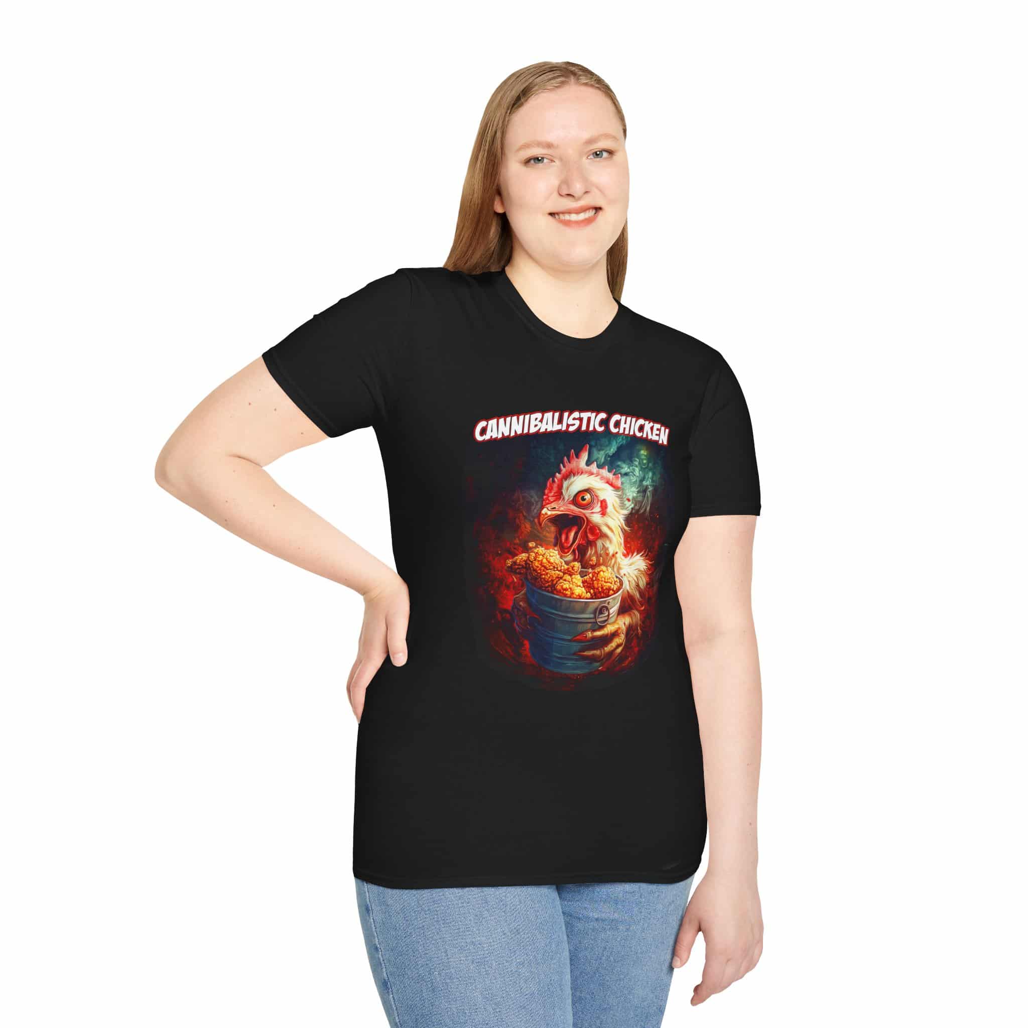 Cannibalistic Chicken Band Unisex T-Shirt, Funny Graphic Tee, Unique Gift, Casual Wear, Chicken Lover Humor - Image 8