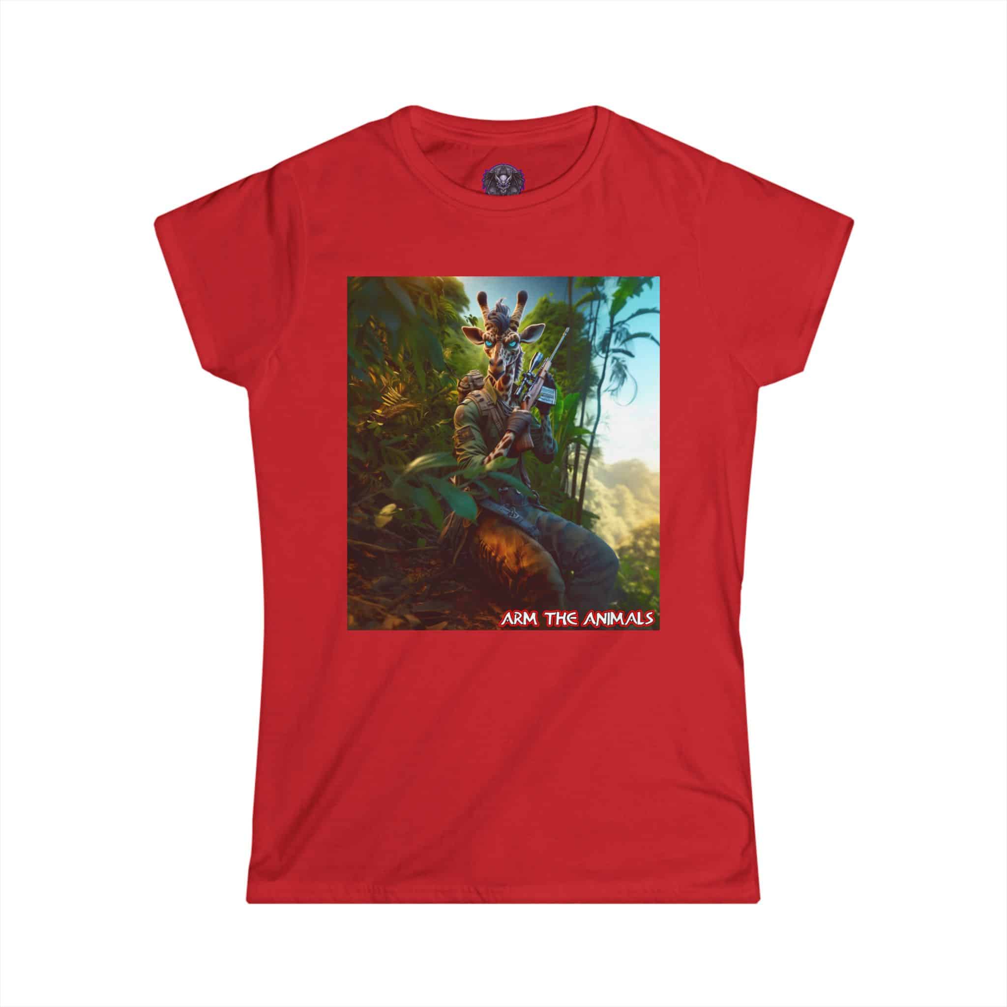 Arm The Animals: Hunter Giraffe #AA-D-Gi002 Women's Softstyle Tee - Image 40