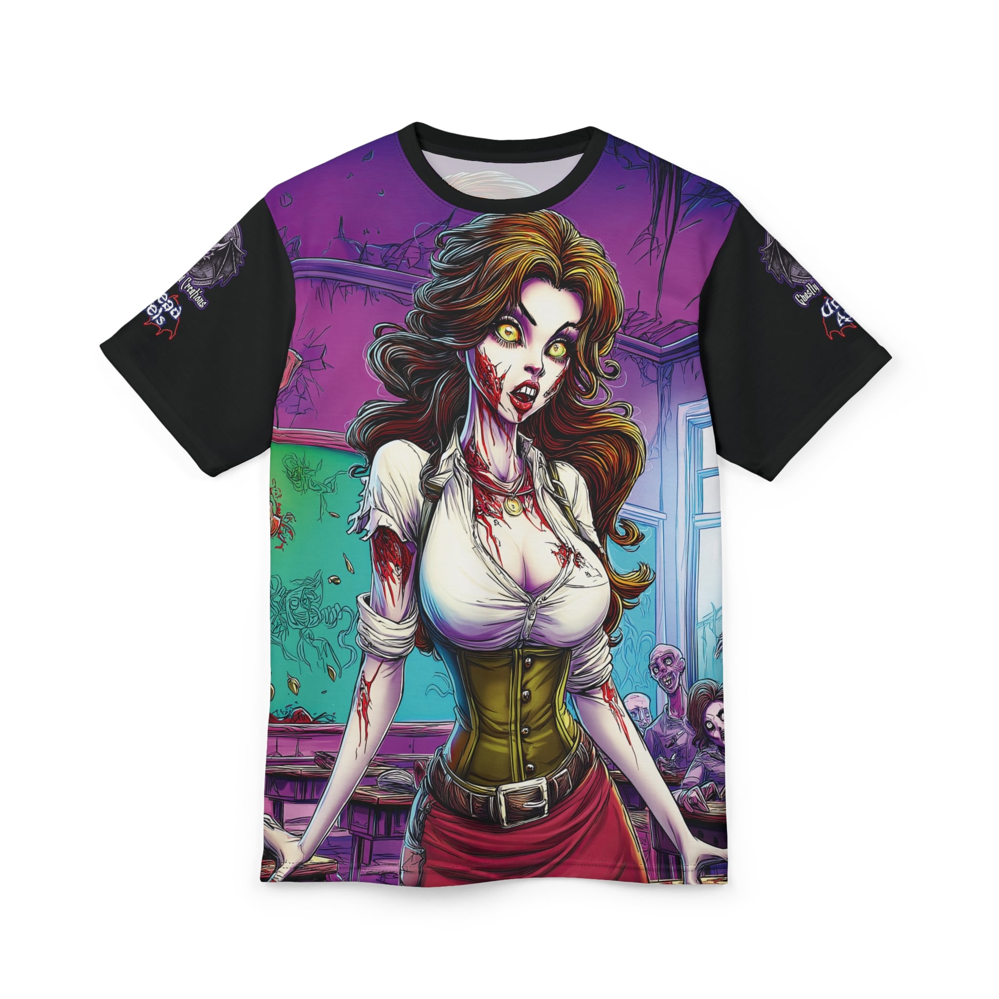 Undead Angels Teacher Charlotte Classic Reborn Style Unisex Cut & Sew Tee (AOP) - Image 6