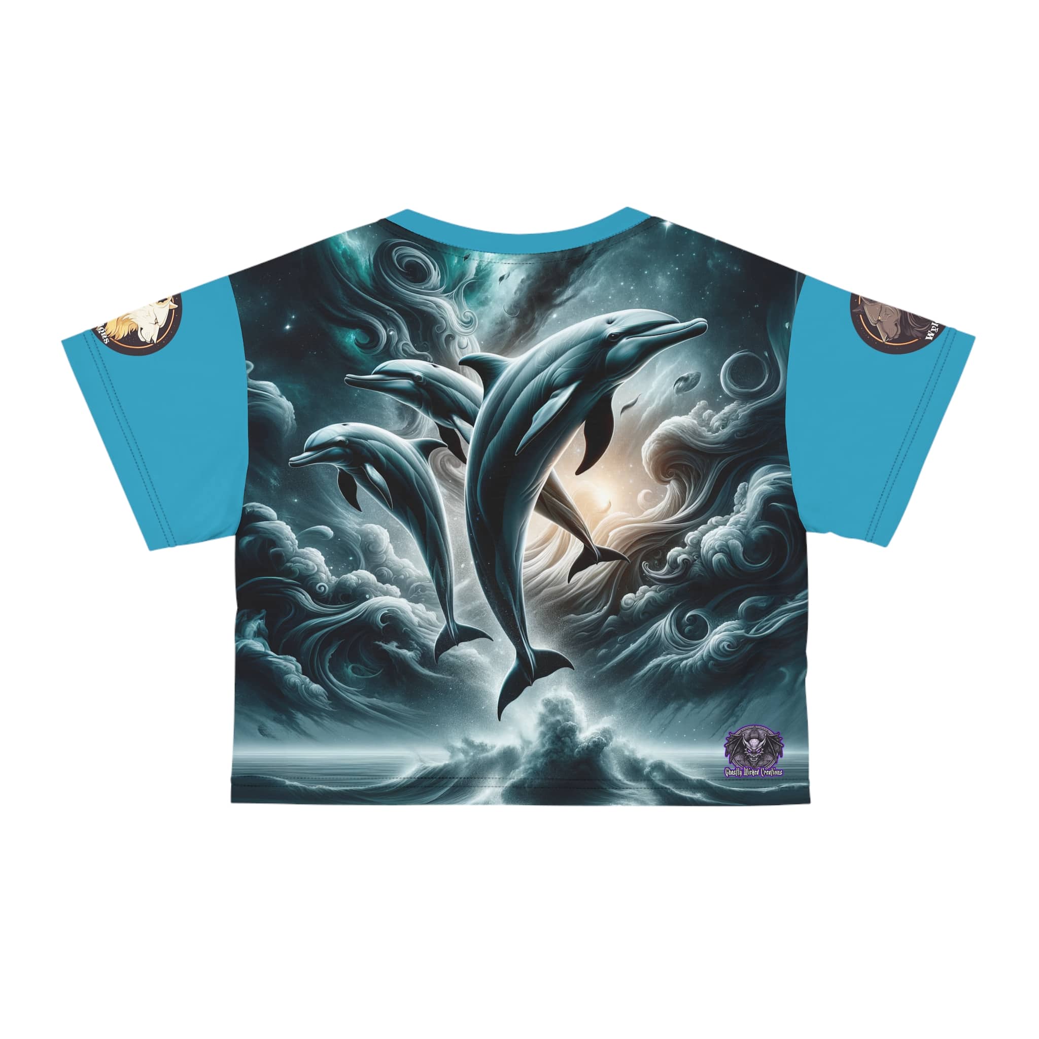 Dolphins Jumping WD-D007 By Wyldesigns Crop Tee (AOP) - Image 6