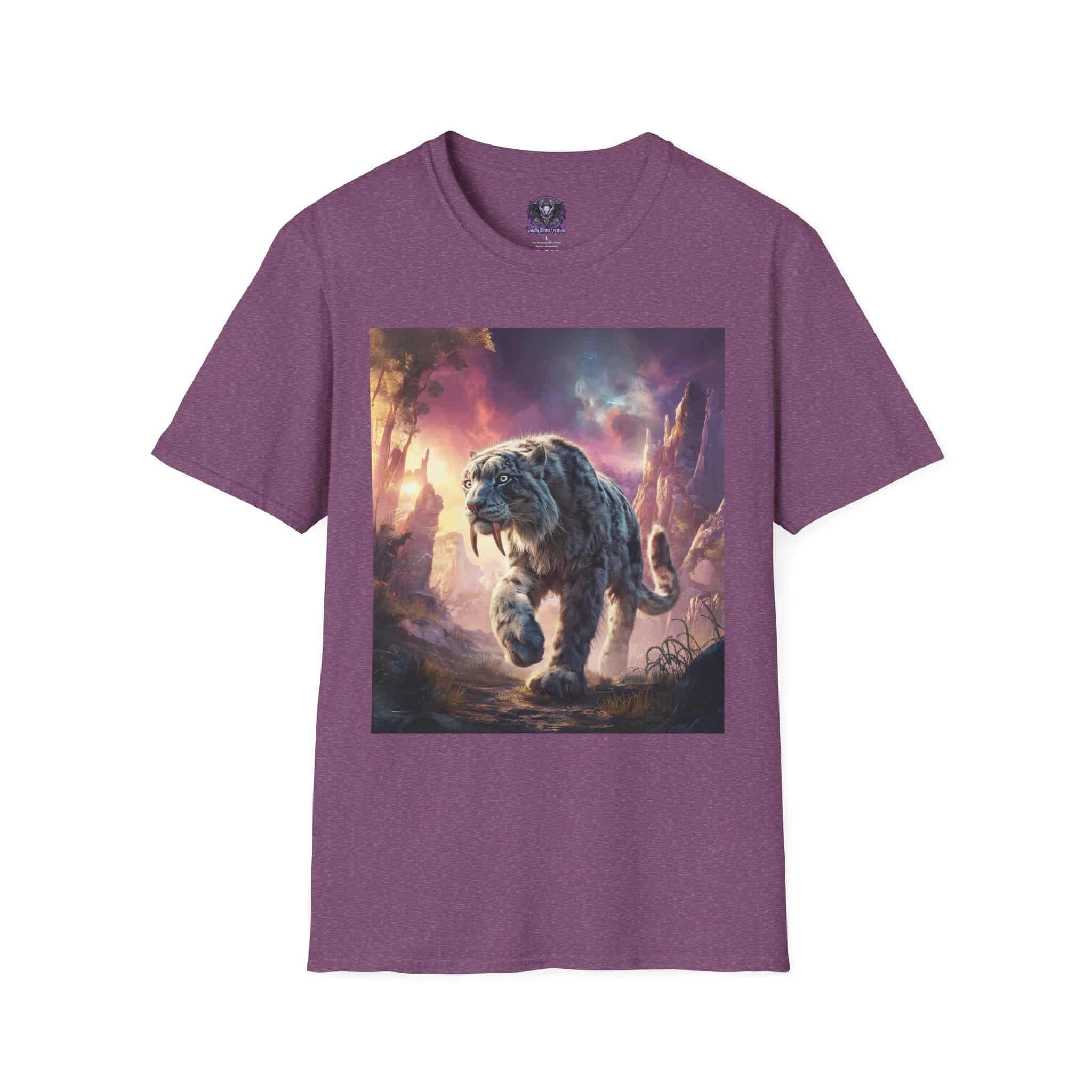 Prehistoric Smilodon aka Sabre-Tooth Tiger II Unisex T-Shirt, Graphic Tee, Unique Gift, Casual Wear - Image 45