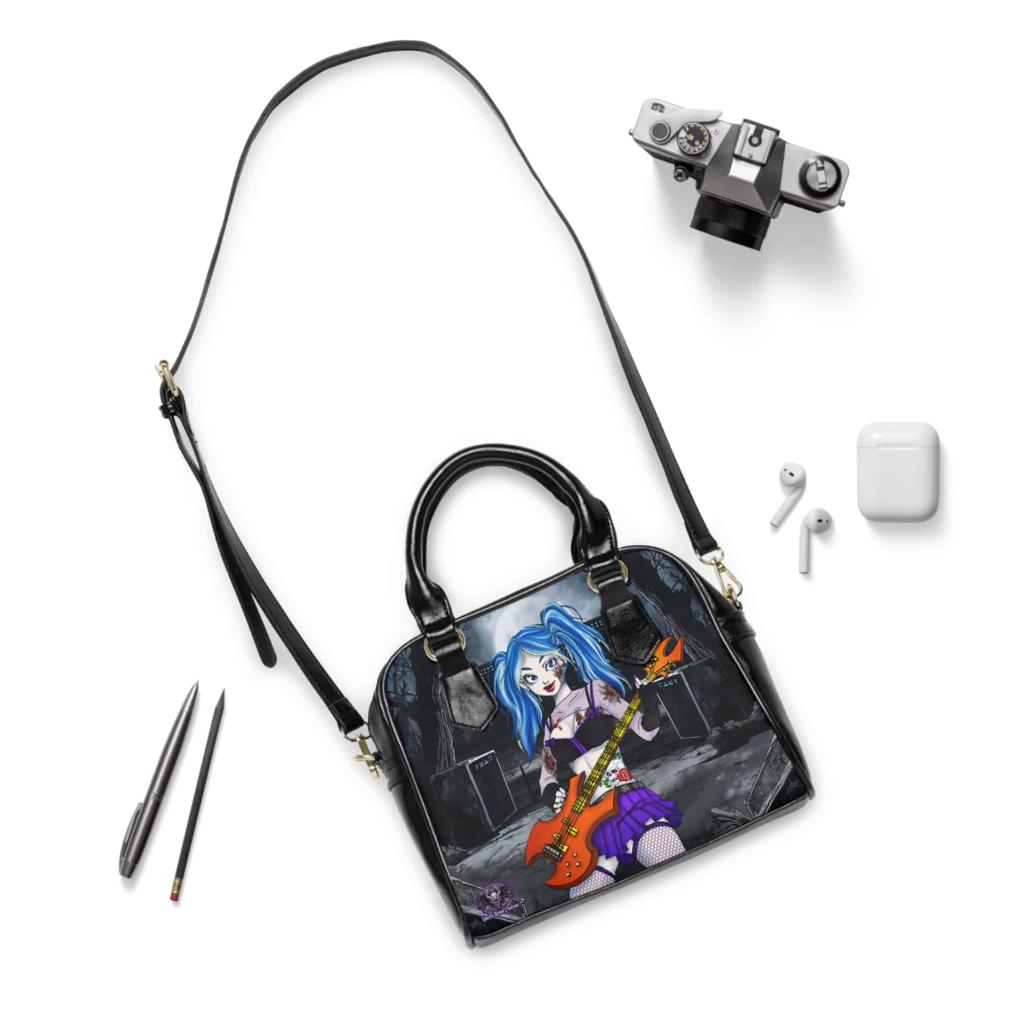 Ashley Undead Angel Bass Guitarist - Classic Art Shoulder Handbag - Image 3