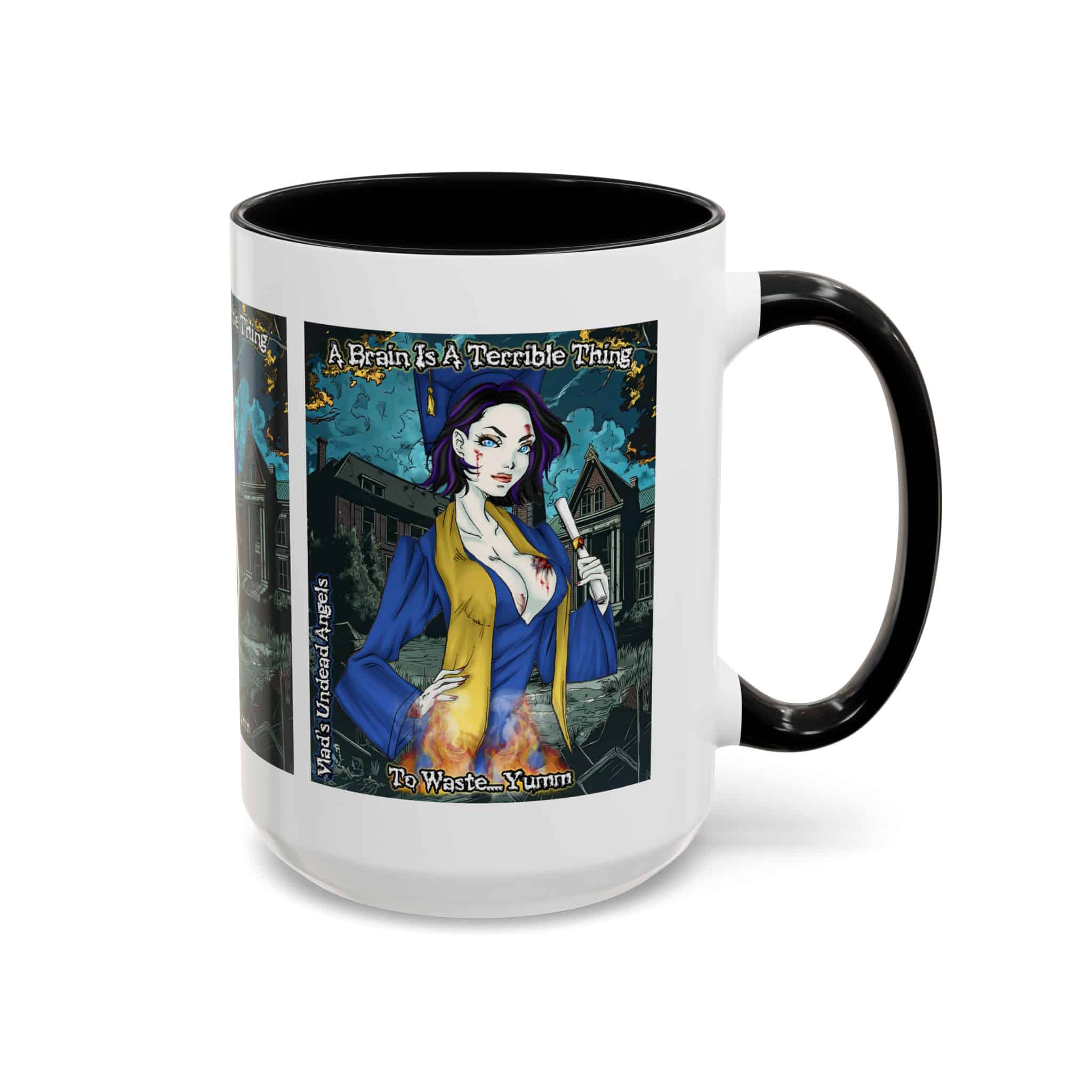 Tiffany Undead Angel Zombie Graduate – Classic Art V2 w/Text Accent Coffee Mug (11, 15oz) - Image 22