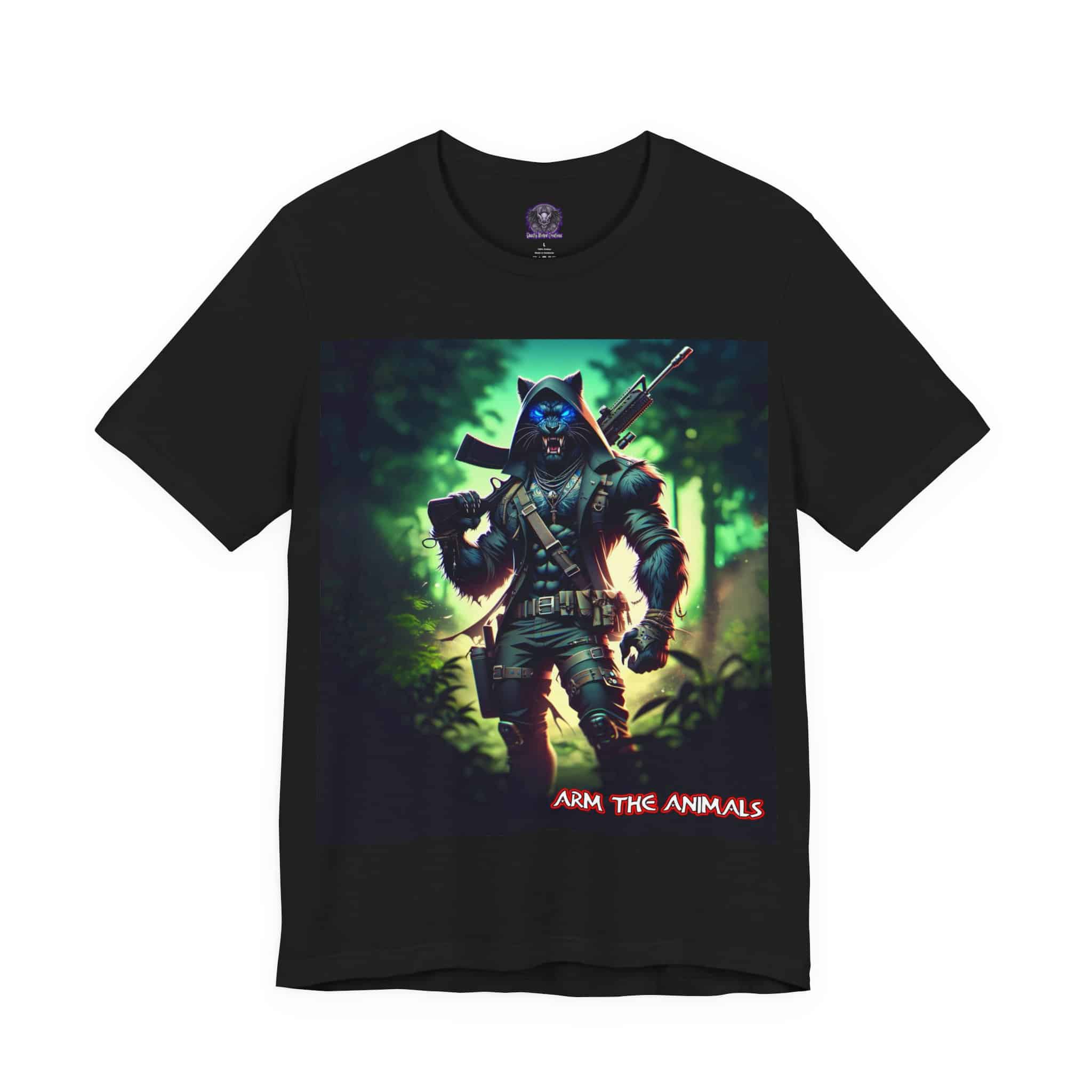 Arm The Animals: Black Leopard Panther #AA-D-BP001 Unisex Jersey Short Sleeve Tee - Image 3