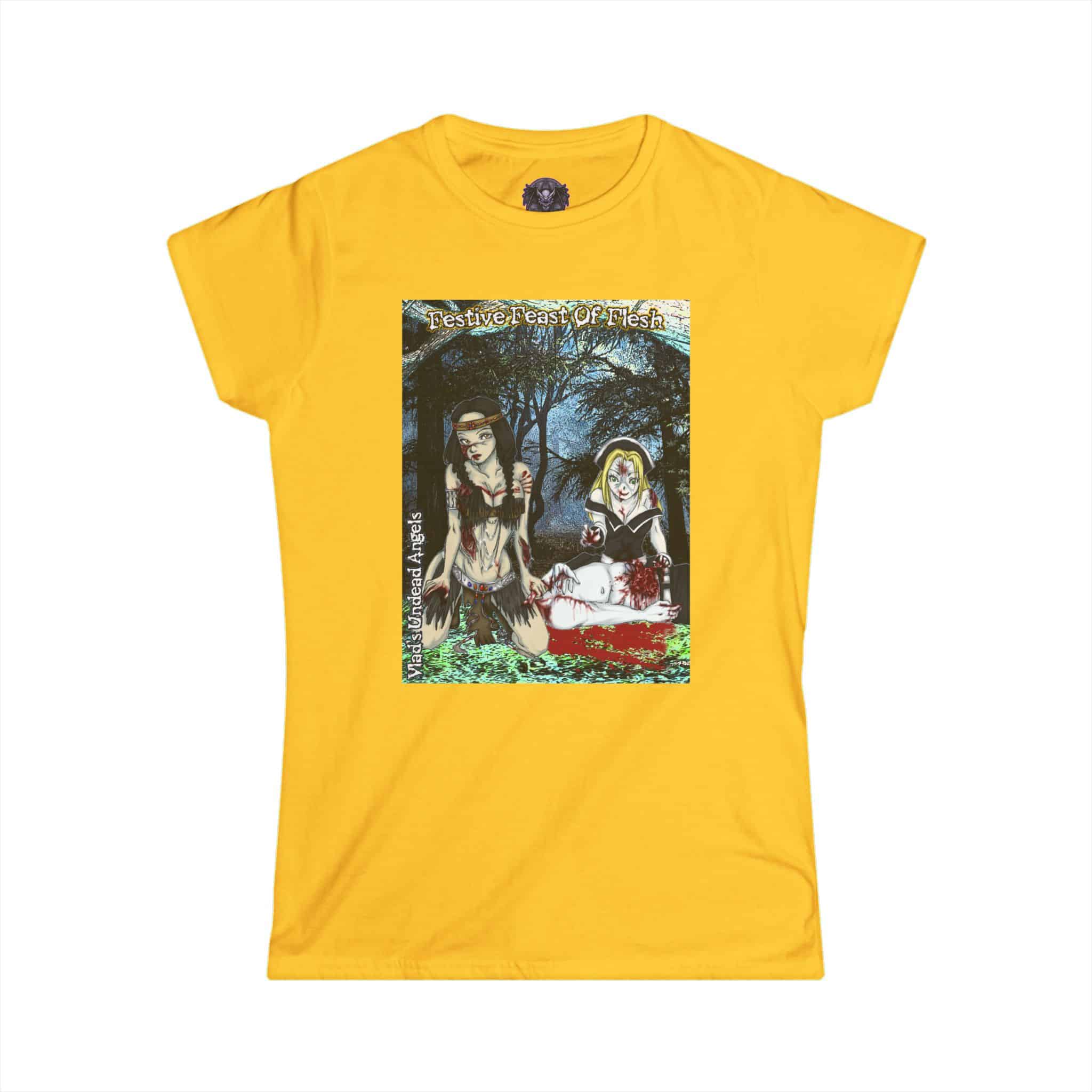 Undead Angel Thanksgiving Chastity & Kaliska – Classic Art w/Text Re-Issue Women's Softstyle Tee - Image 22