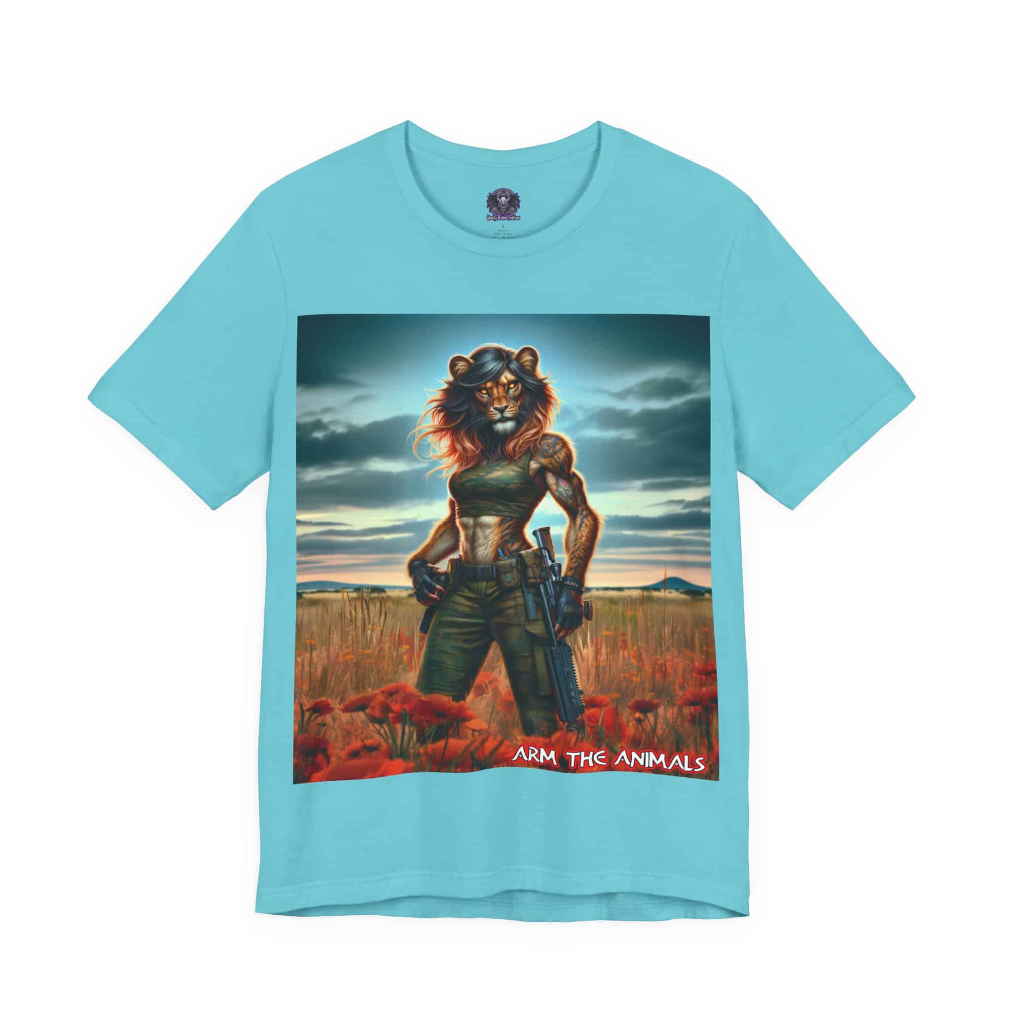 Arm The Animals: Hunter Lioness #AA-D-Lis001 Unisex Jersey Short Sleeve Tee - Image 55