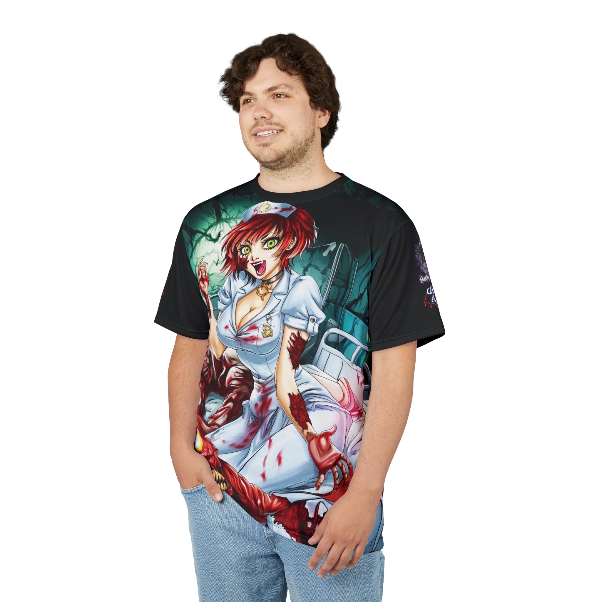 Undead Angels Zombie Nurse Abigail Classic Reborn Style III Unisex Cut & Sew Tee (AOP) - Image 10