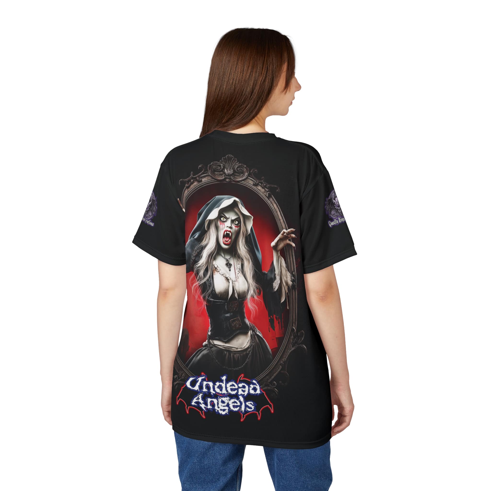 Undead Angels Vampire Pilgrim Chastity Tee Unisex (AOP) - Image 14