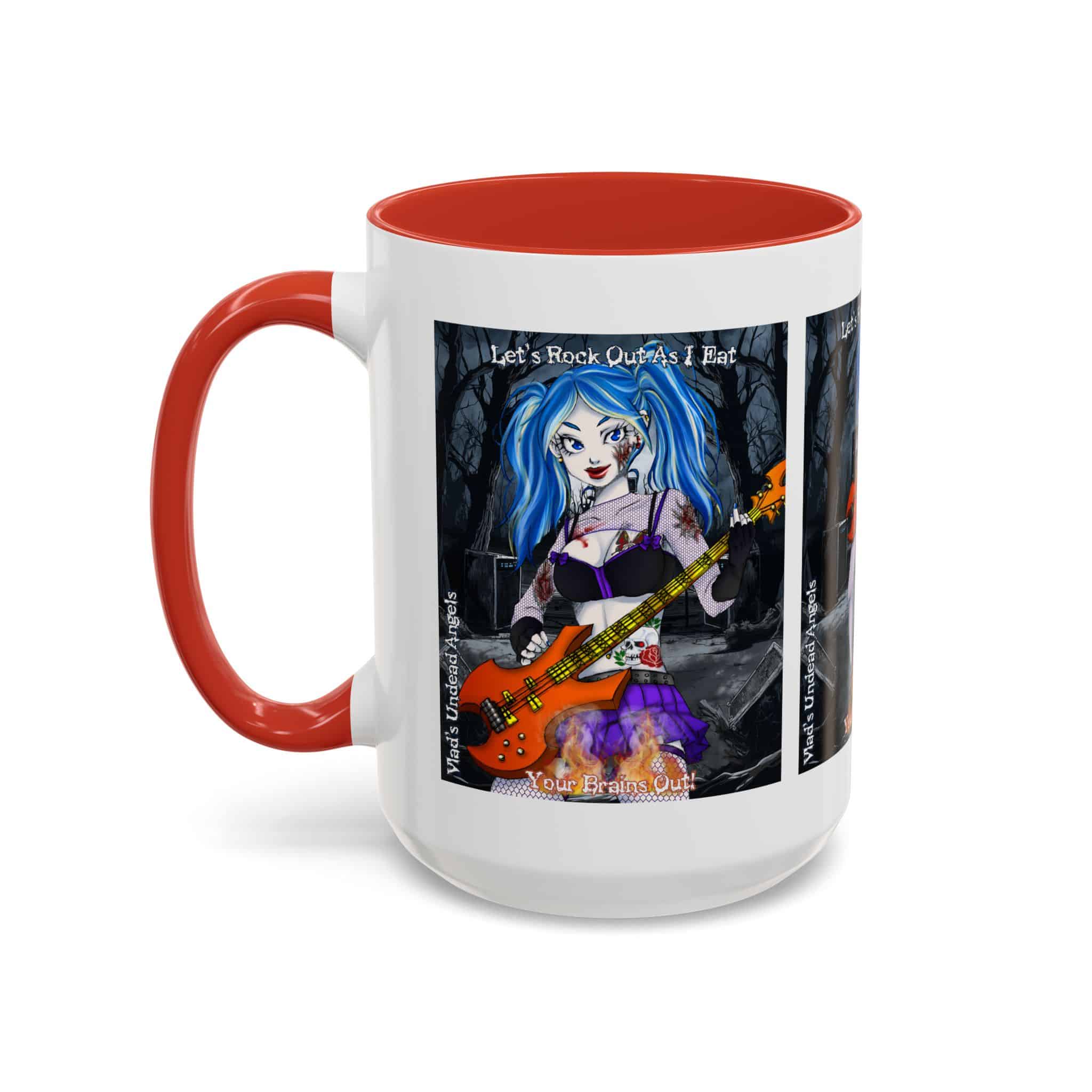 Ashley Undead Angel Zombie Bass Guitarist – Classic Art V2 w/Text Accent Coffee Mug (11, 15oz) - Image 35