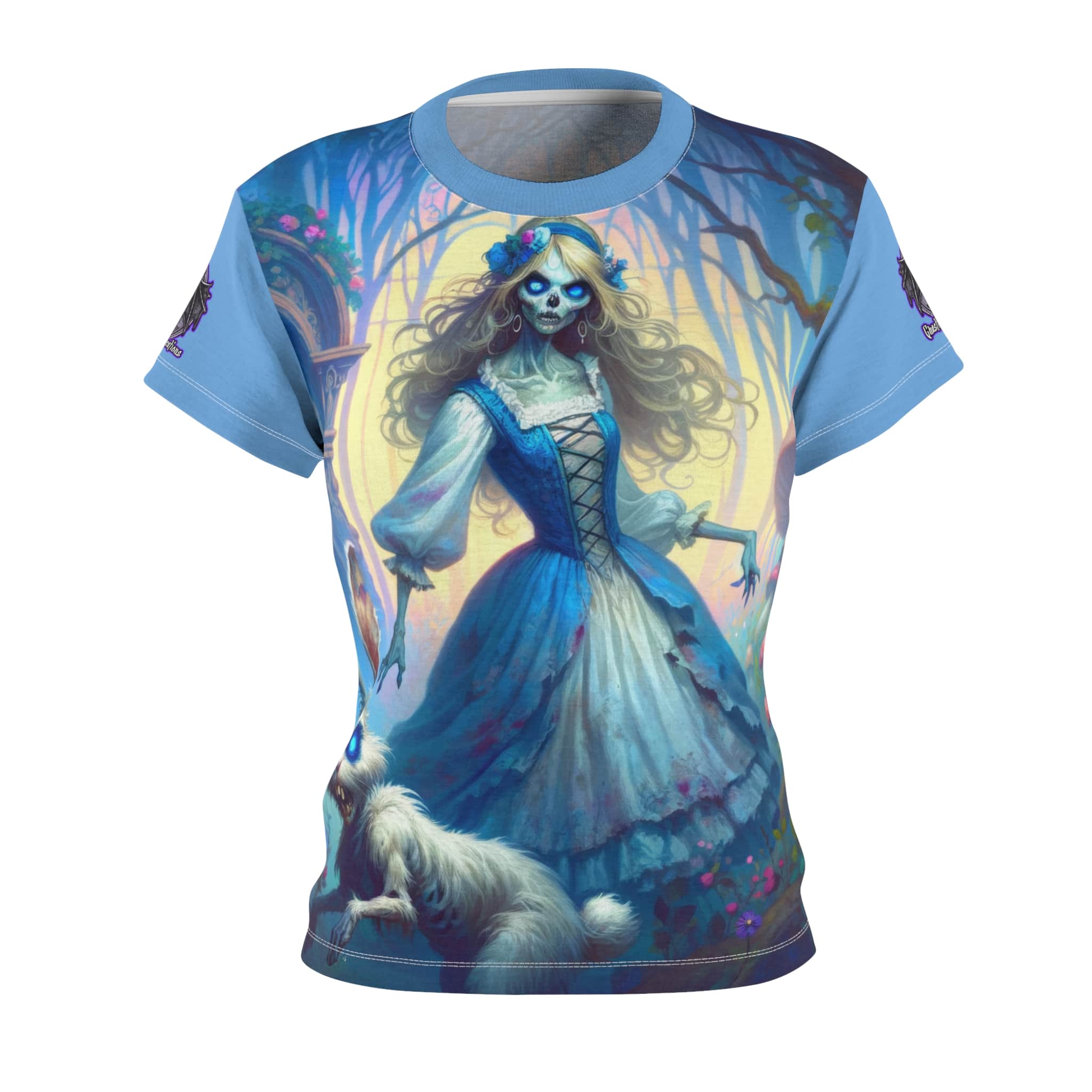 Undead Alice & White Rabbit Zombie #WT-D-A04 Women's Cut & Sew Tee (AOP) - Image 7