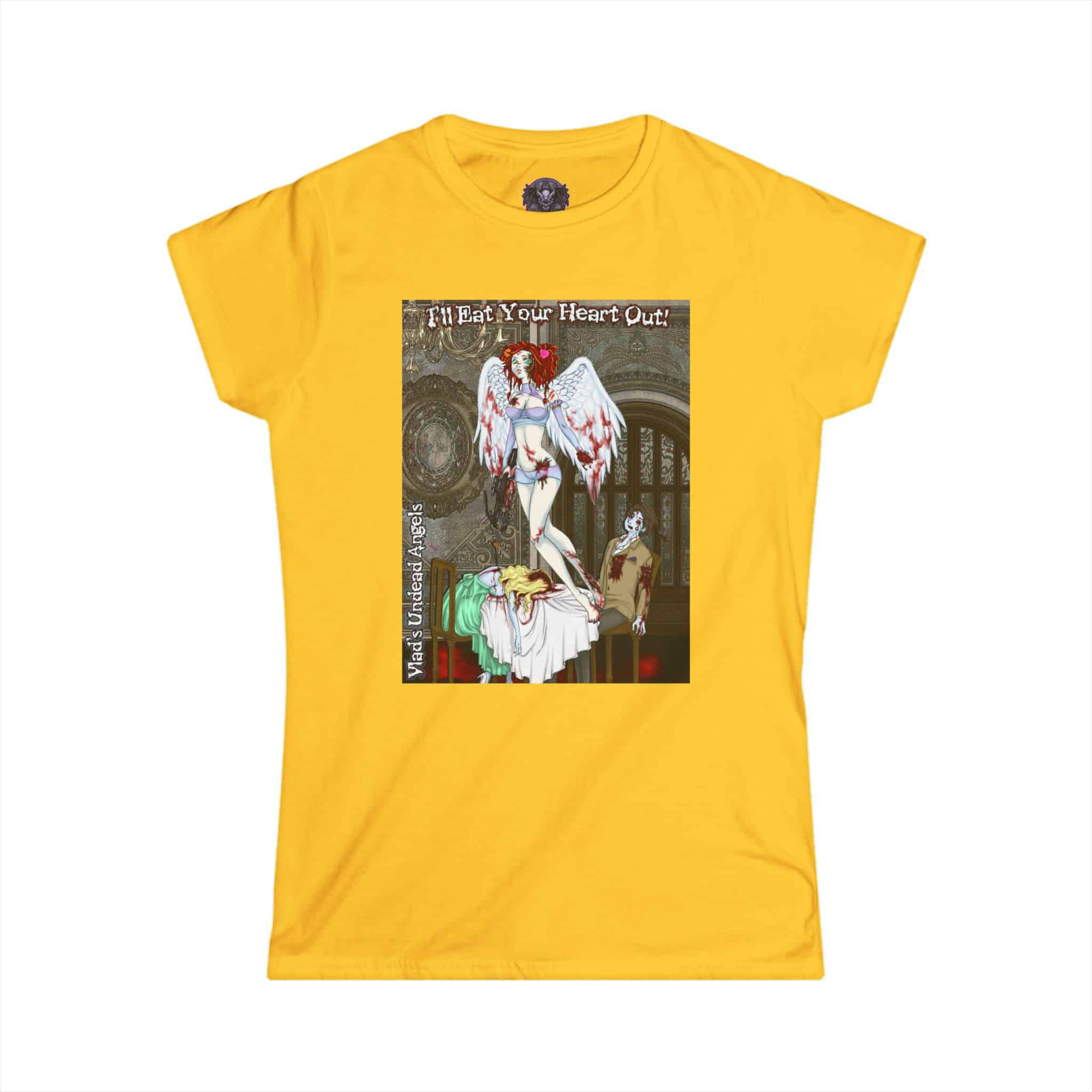 Scarlet Undead Angel Zombie Cupid - Classic Art w/Text Re-Issue Women's Softstyle Tee - Image 25