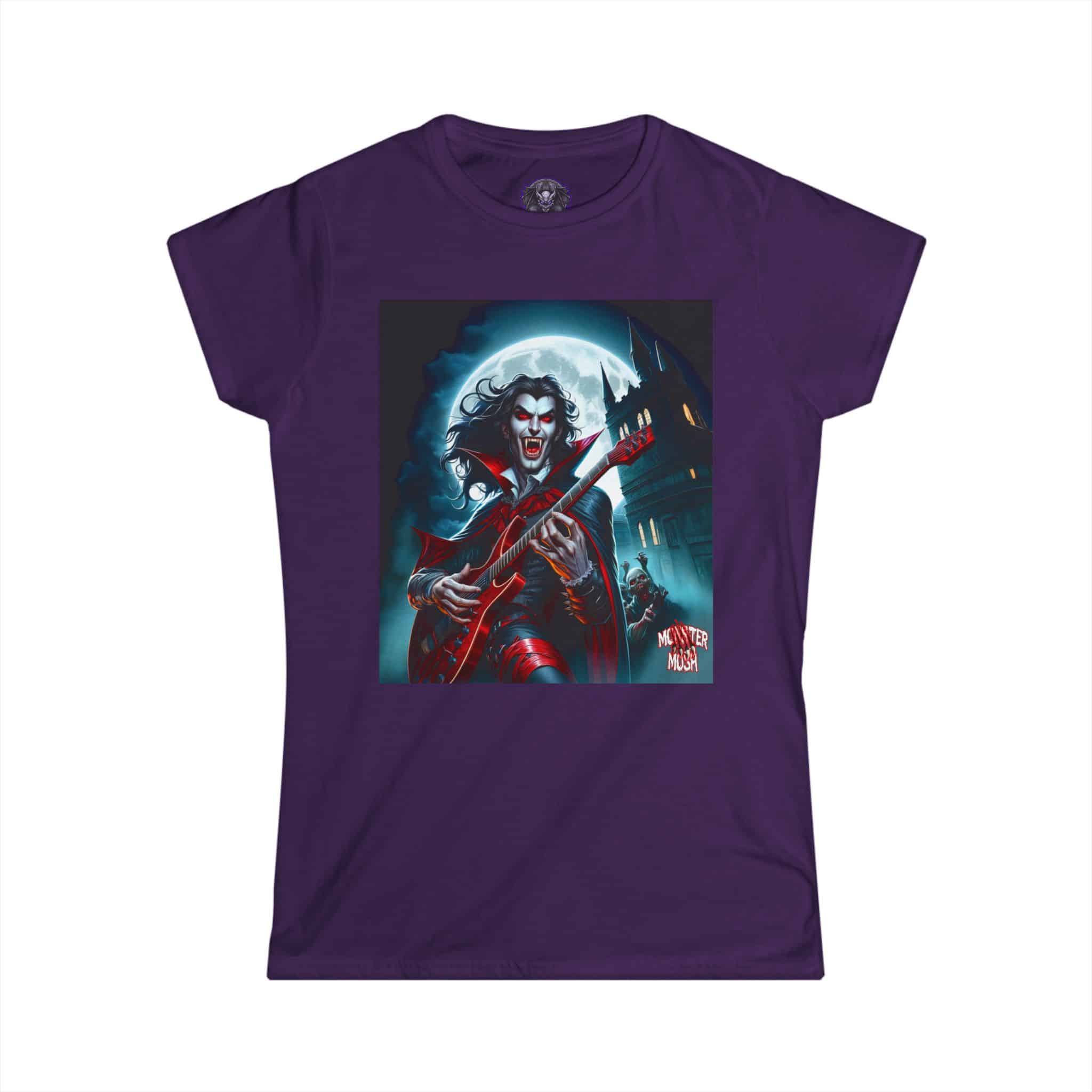 Monster Mosh 2024 Tour Drac on Guitar MM-D001 Women's Softstyle Tee - Image 34