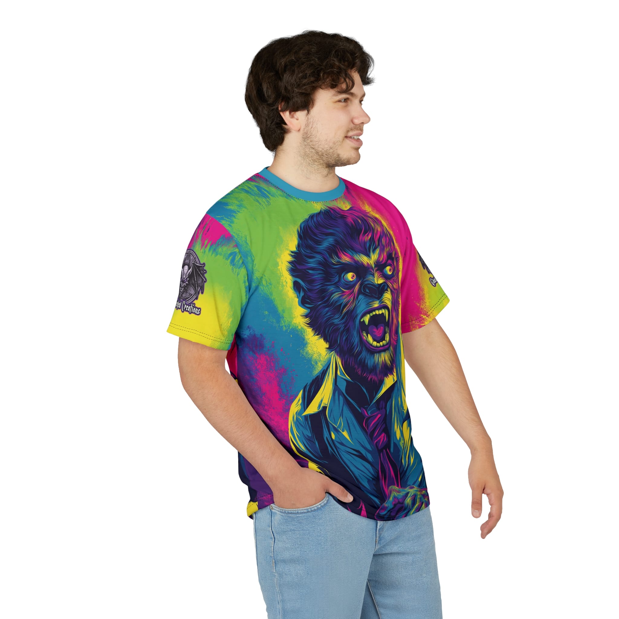 The Wolfman II Pop 60's Art Style Tee Unisex (AOP) - Image 16