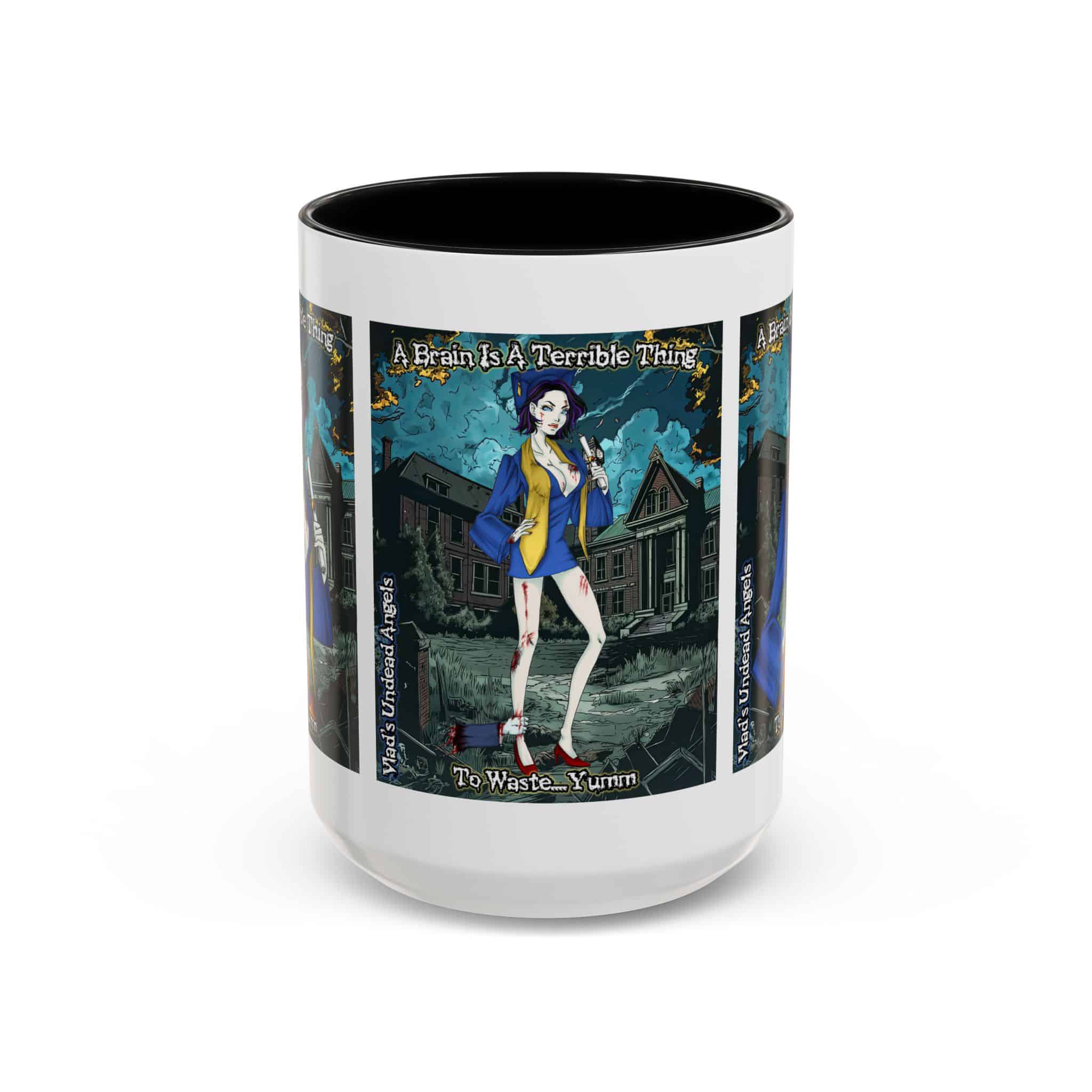 Tiffany Undead Angel Zombie Graduate – Classic Art V2 w/Text Accent Coffee Mug (11, 15oz) - Image 21