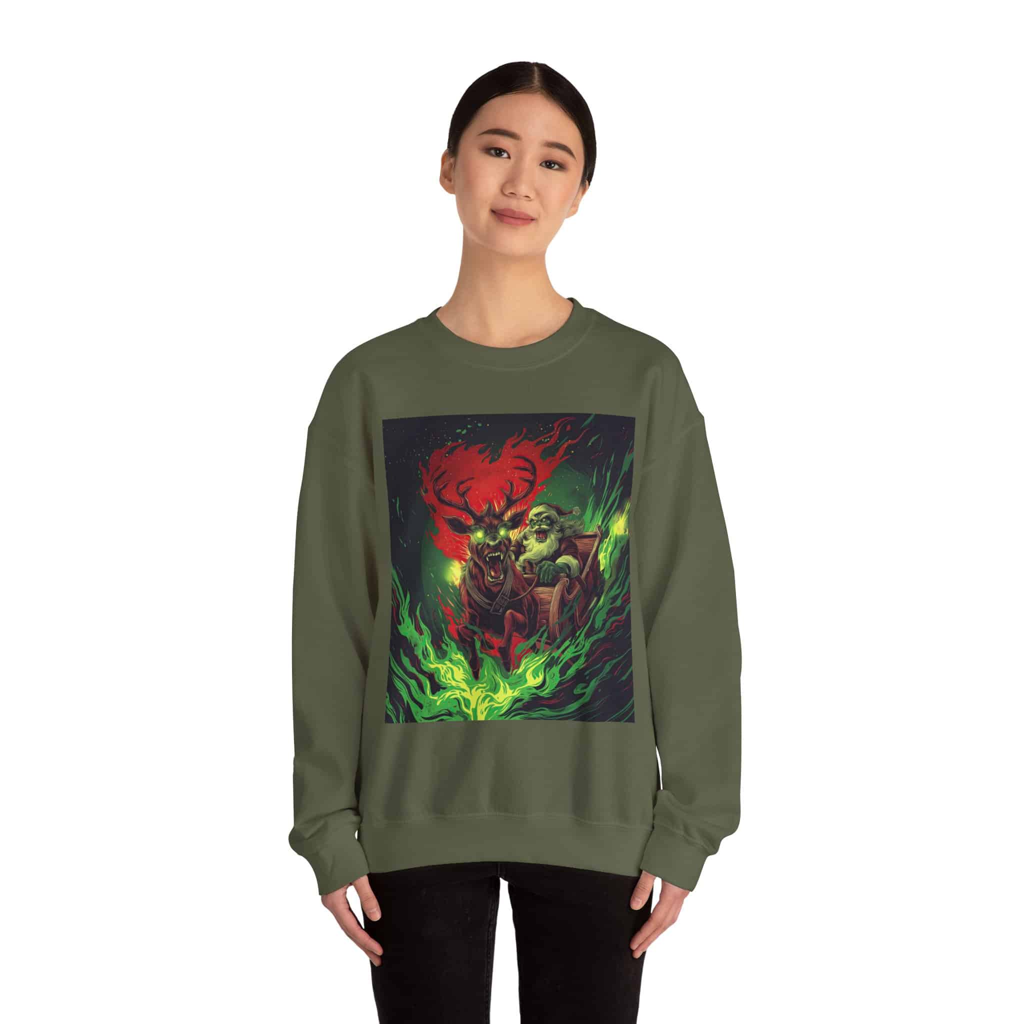 Demonic Santa Sleigh I Unisex Heavy Blend™ Crewneck Sweatshirt Christmas - Image 26