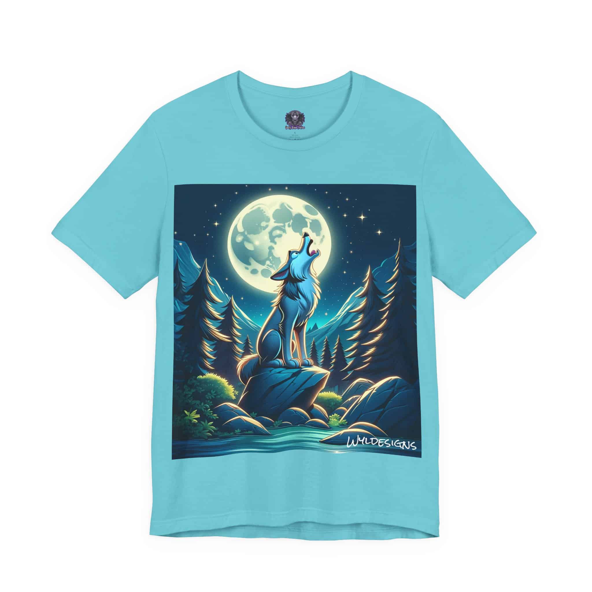 Howling Wolf Toon Style WD-D012 By Wyldesigns Unisex Jersey Short Sleeve Tee - Image 11