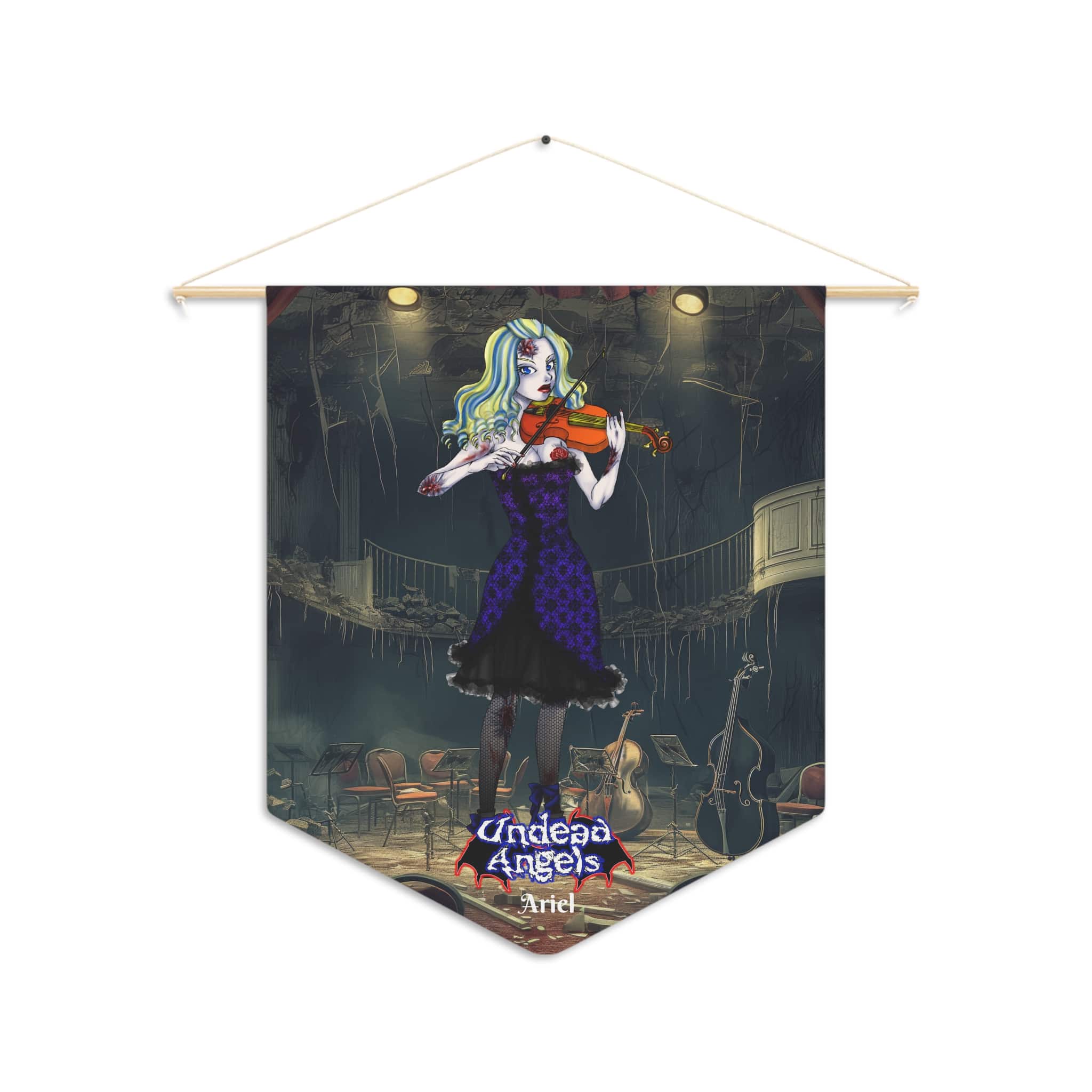 Ariel Undead Angel Violinist Classic Art Pennant