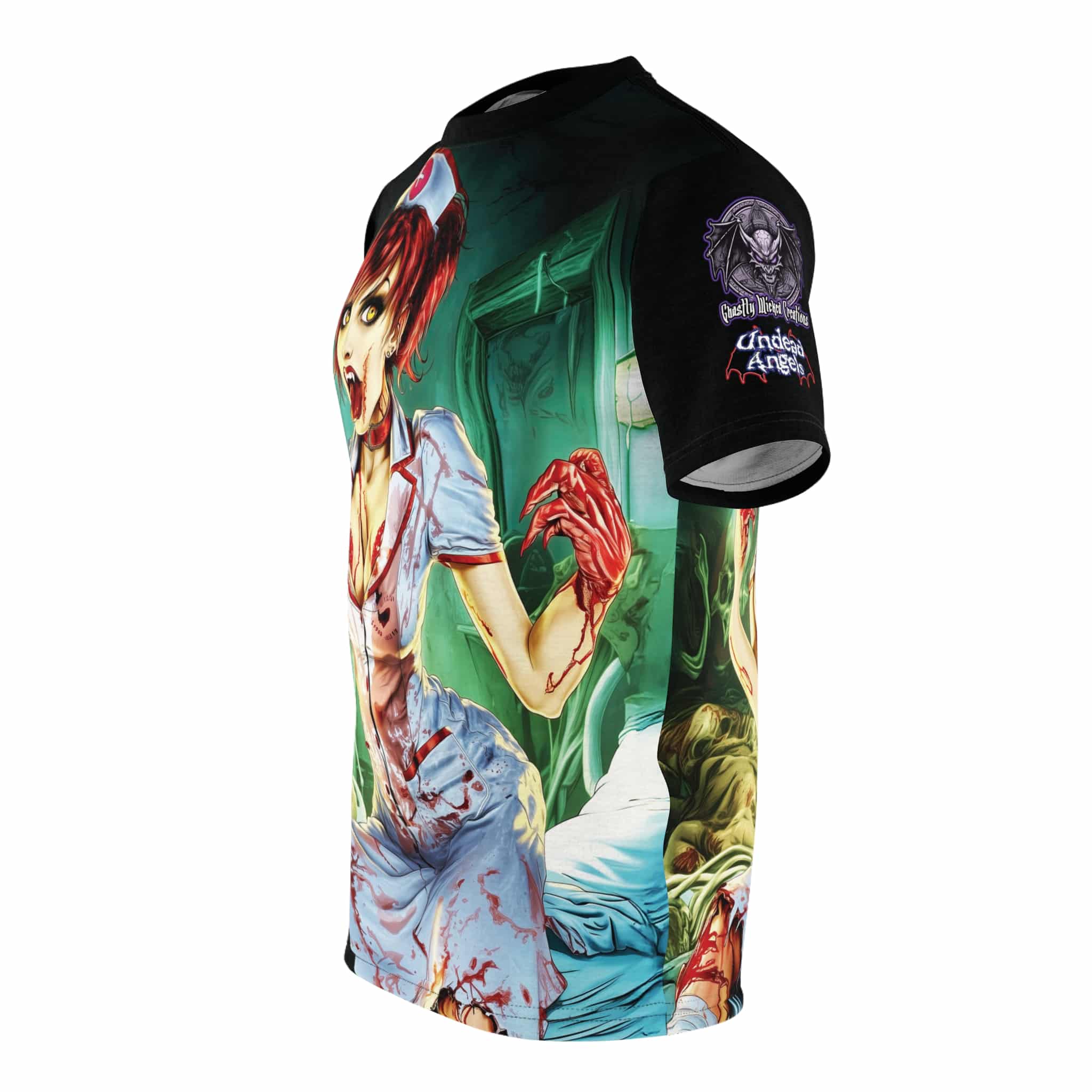 Undead Angels Zombie Nurse Abigail Reborn Style II-BZ Unisex Cut & Sew Tee (AOP) - Image 17