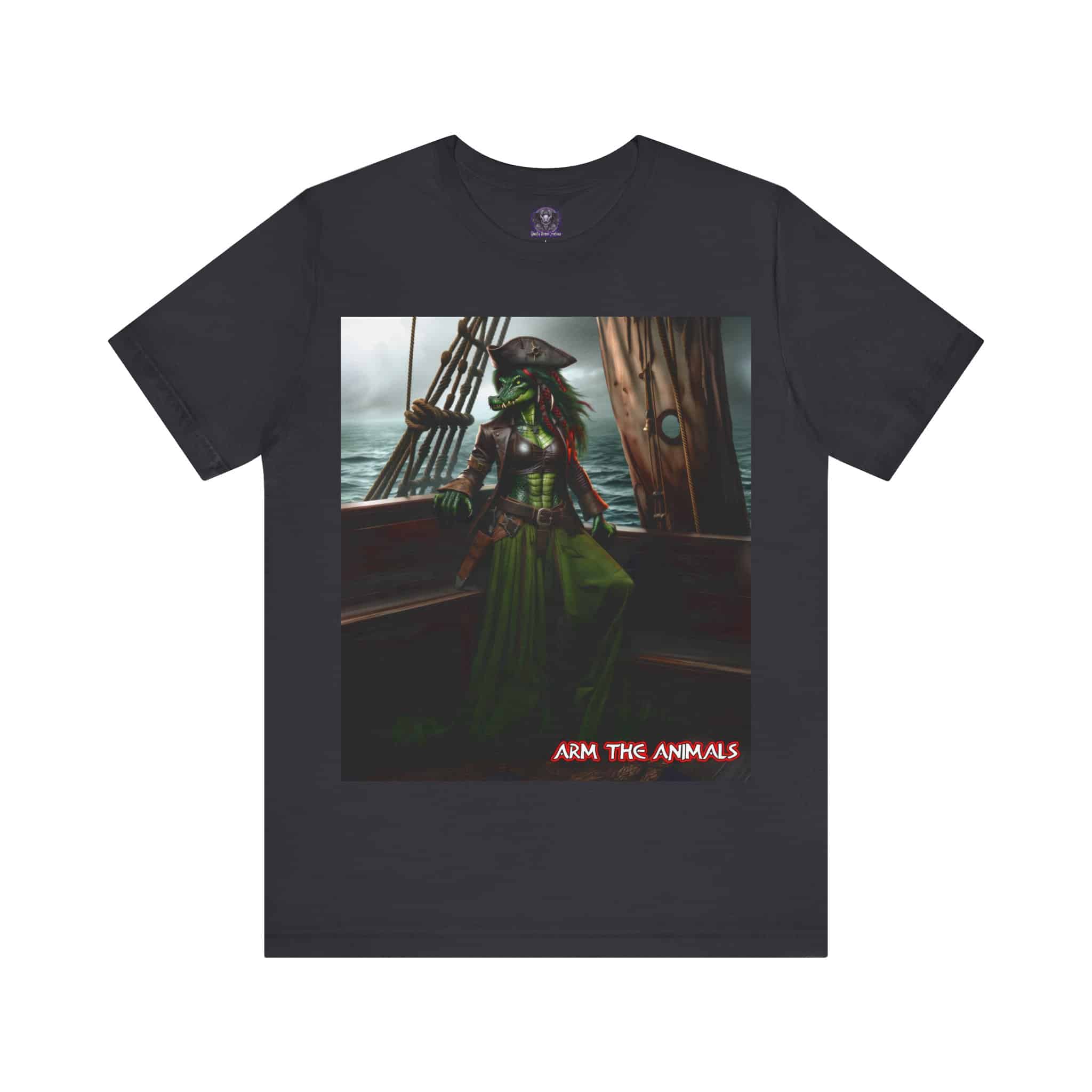 Arm The Animals: Pirate Gator Girl #AA-D-G001 Unisex Jersey Short Sleeve Tee - Image 6