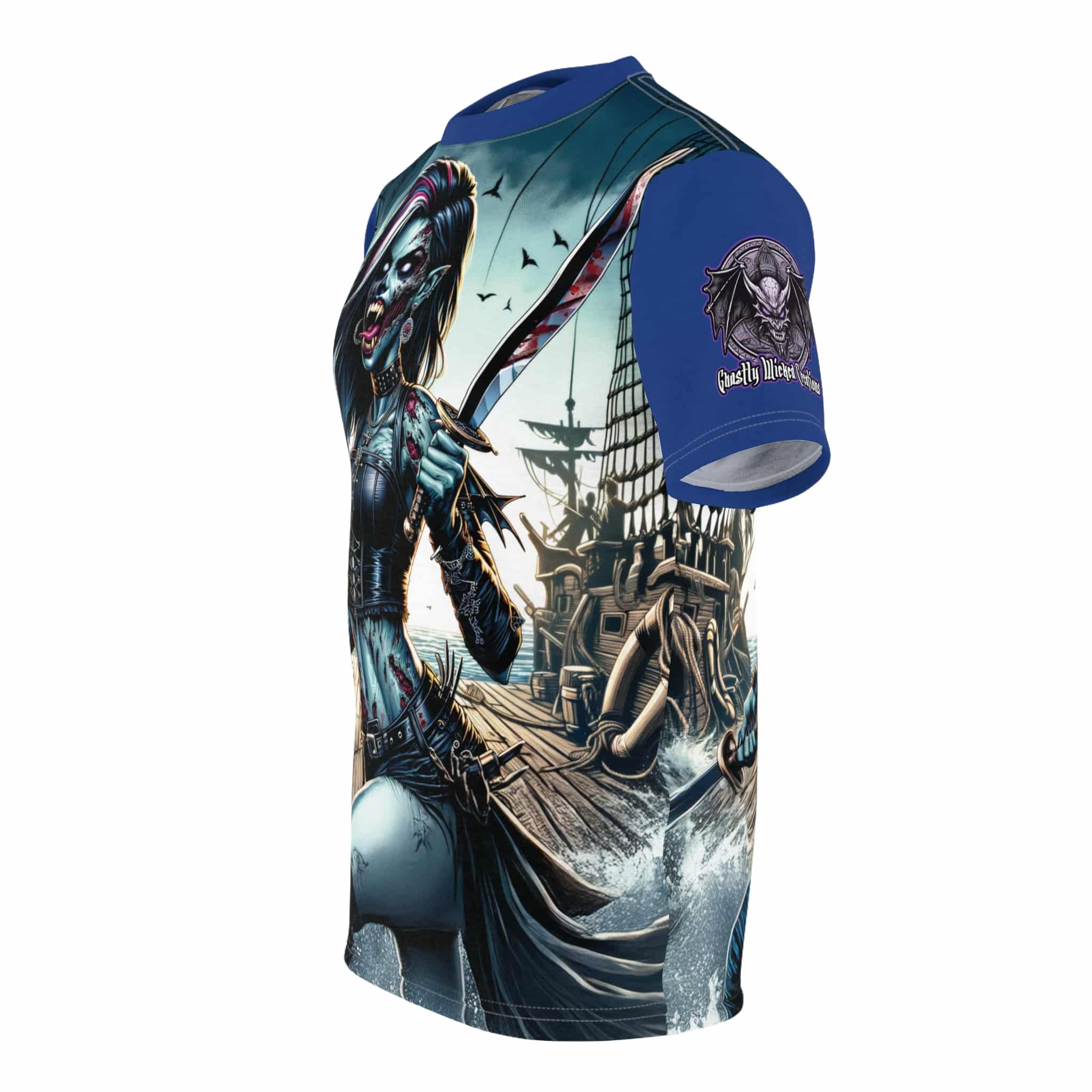 Undead Pirate Lass #ML-D-UP004 Unisex Cut & Sew Tee (AOP) - Image 7