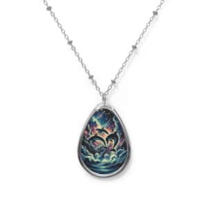 Cosmic Dolphins WD-D008 By Wyldesigns Oval Necklace