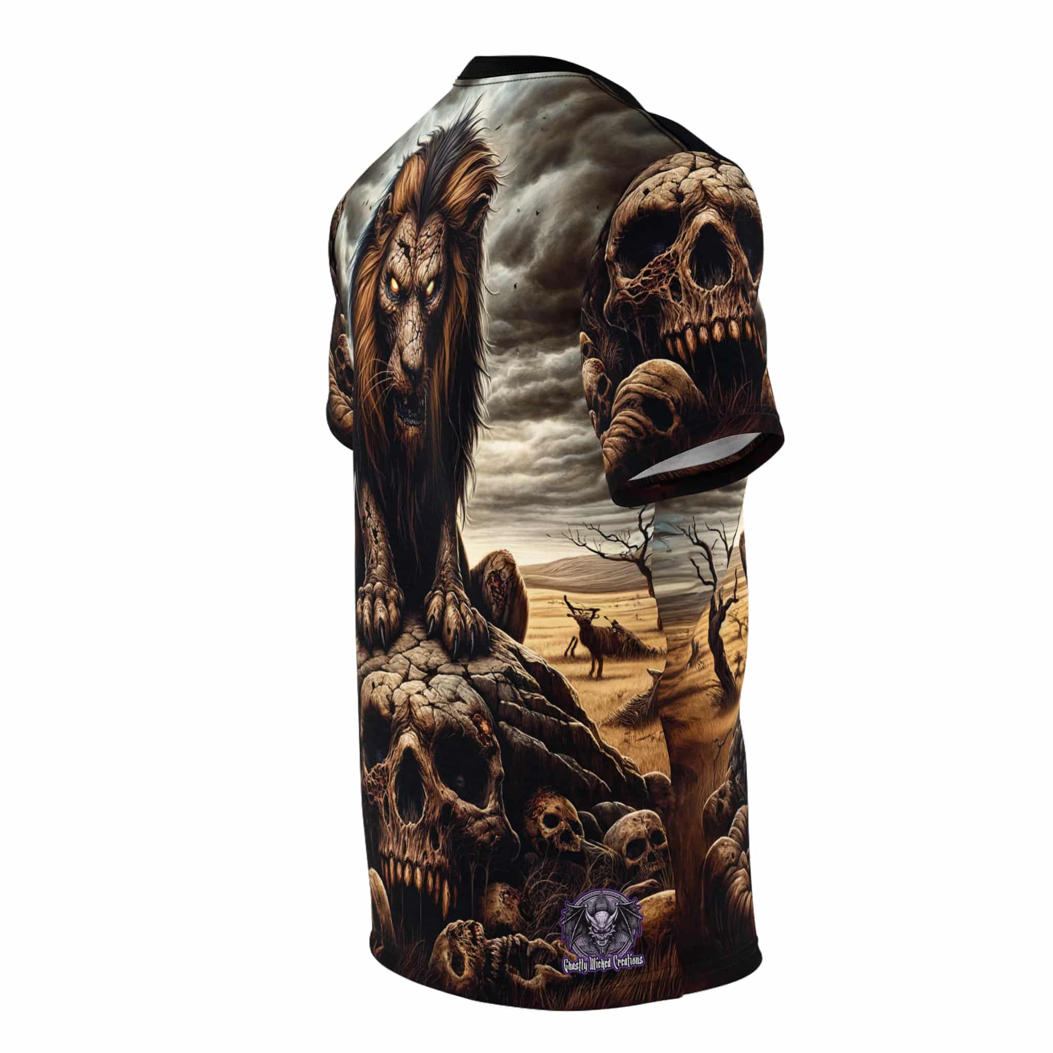 Undead Lion WD-D015 By Wyldesigns Unisex Cut & Sew Tee (AOP) - Image 4