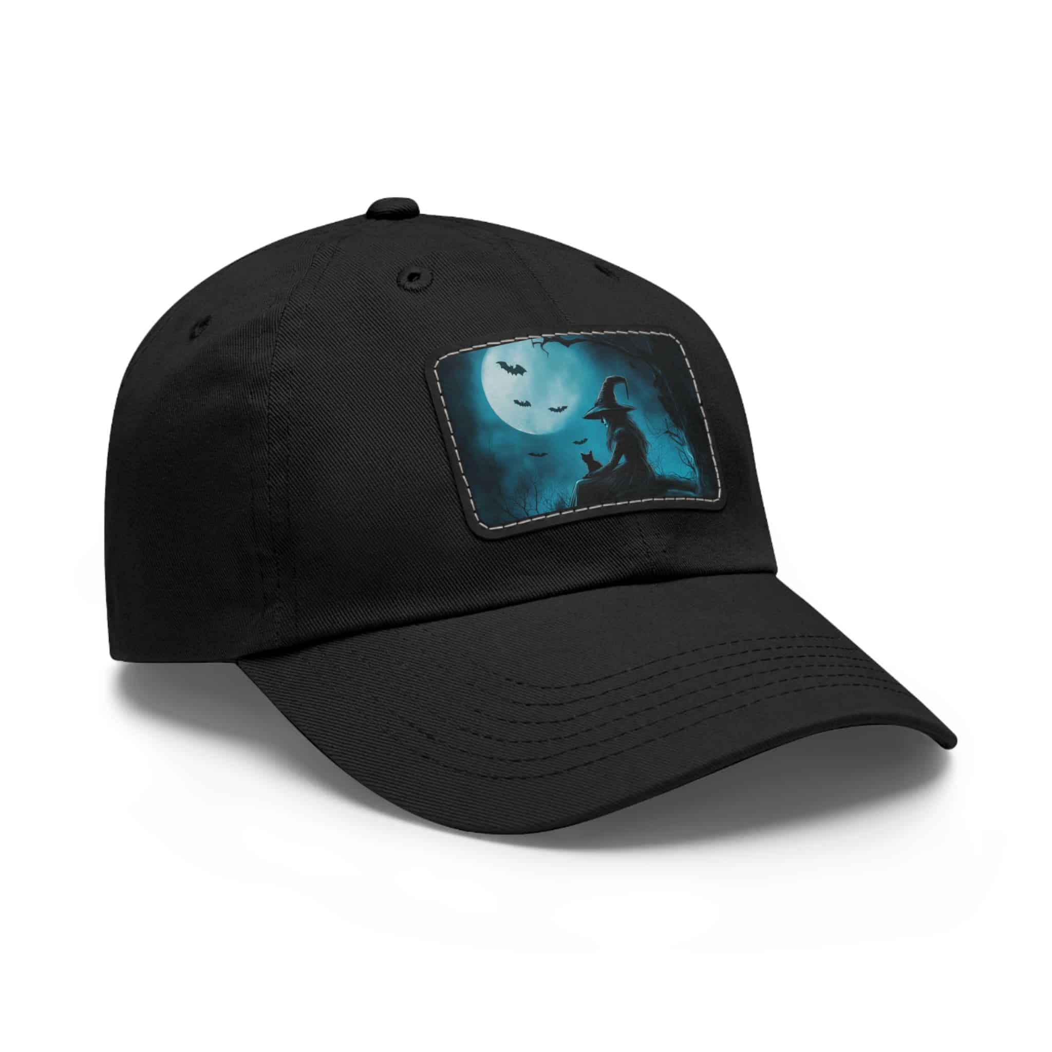Witch With Black Cat By Moonlight #MJ-W003 Logo Leather Patch Dad Hat - Casual Style for Music Lovers - Image 22