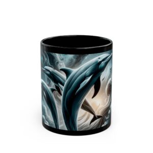 Dolphins Jumping WD-D007 By Wyldesigns Black Mug (11oz, 15oz)
