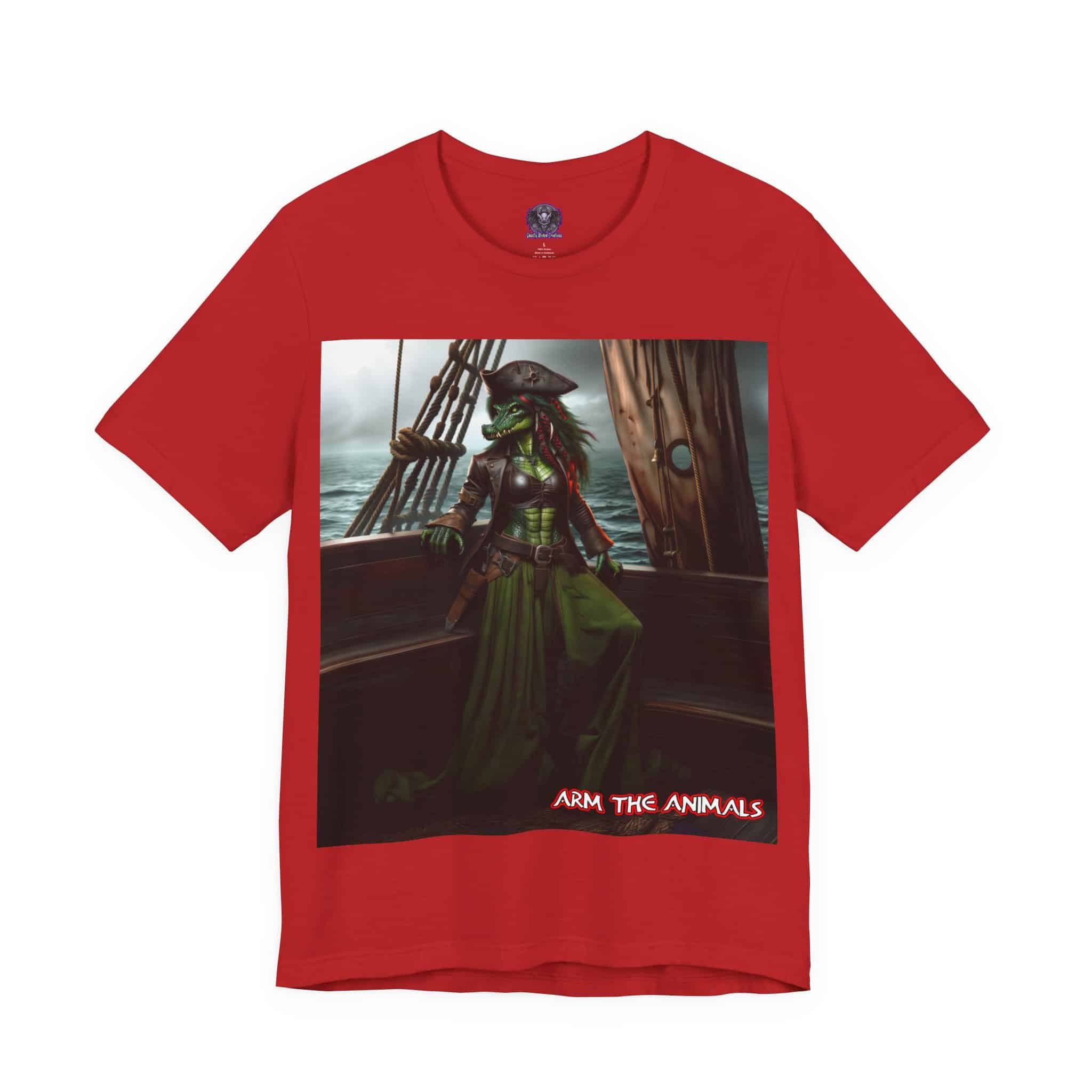 Arm The Animals: Pirate Gator Girl #AA-D-G001 Unisex Jersey Short Sleeve Tee - Image 33