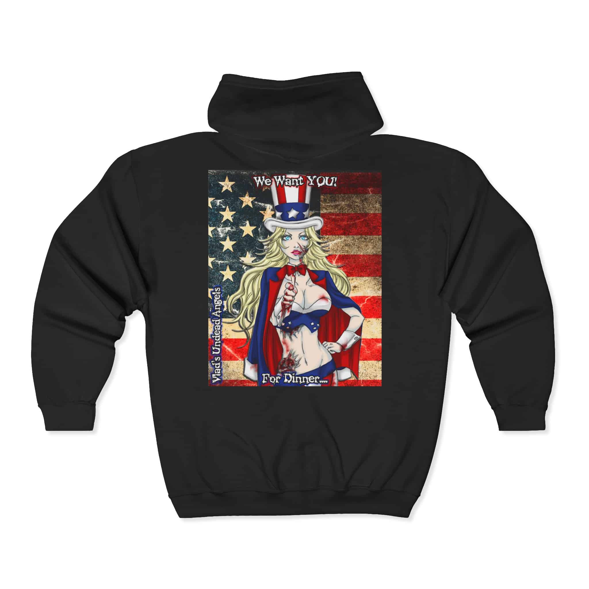 Undead Angels Zombie Patrion Classic Art Style Samantha Unisex Heavy Blend™ Full Zip Hooded Sweatshirt - Image 2