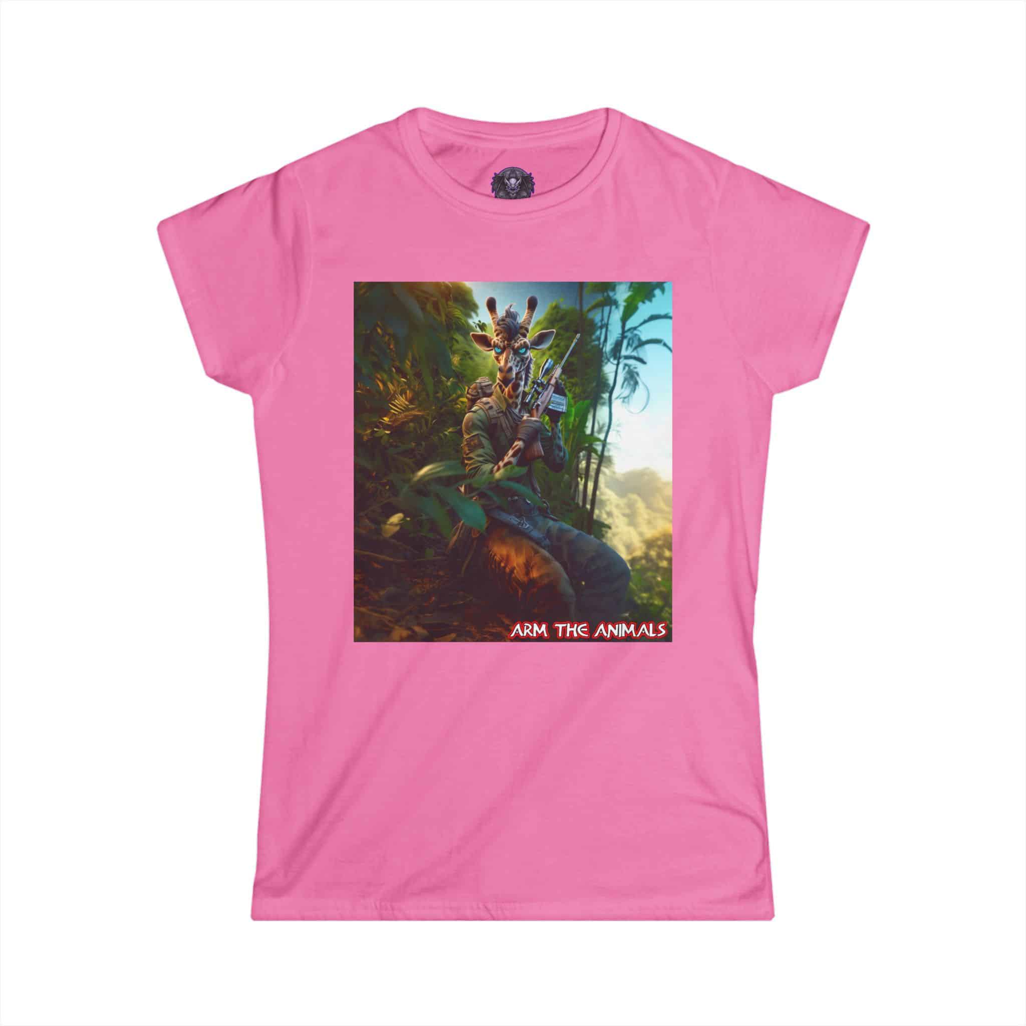 Arm The Animals: Hunter Giraffe #AA-D-Gi002 Women's Softstyle Tee - Image 37