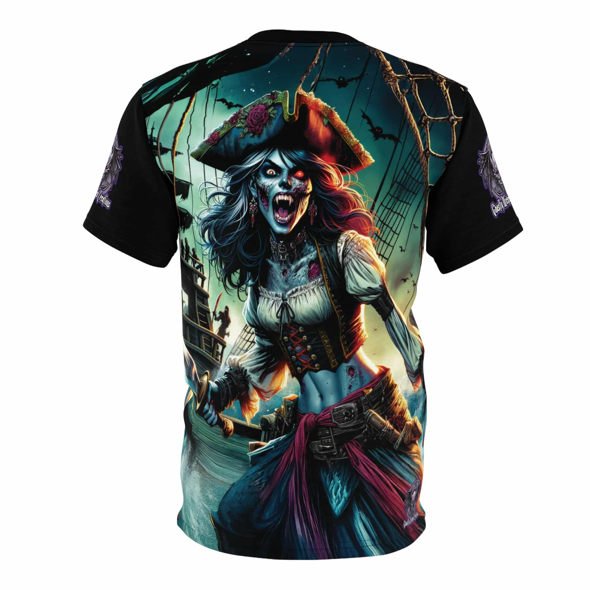 Undead Pirate Lass #ML-D-UP002 Unisex Cut & Sew Tee (AOP) - Image 2