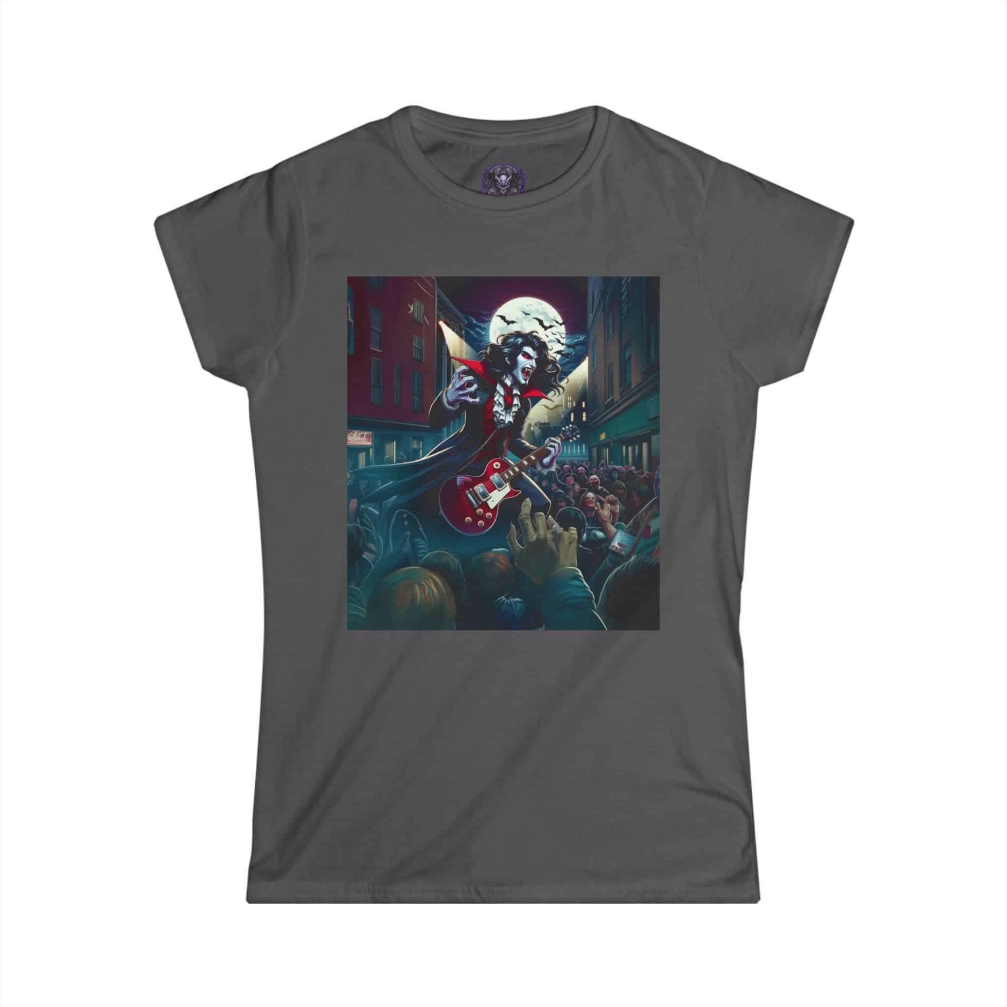 Monster Mosh 2024 Tour Dracula On Guitar MM-D-D07 Women's Softstyle Tee - Image 25