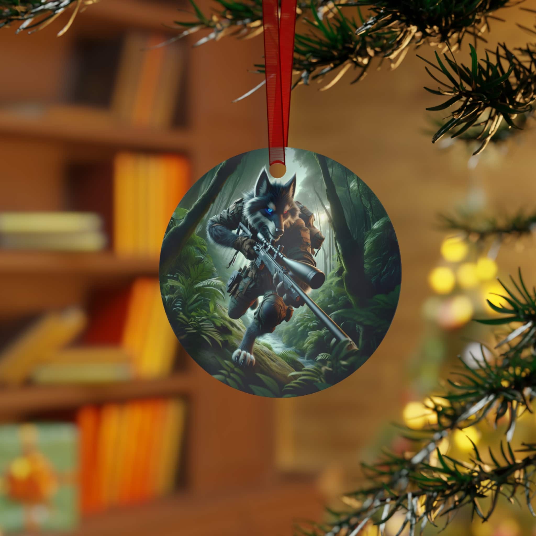 Arm The Animals: Commando Wolf #AA-D-W001 Metal Ornaments - Image 4