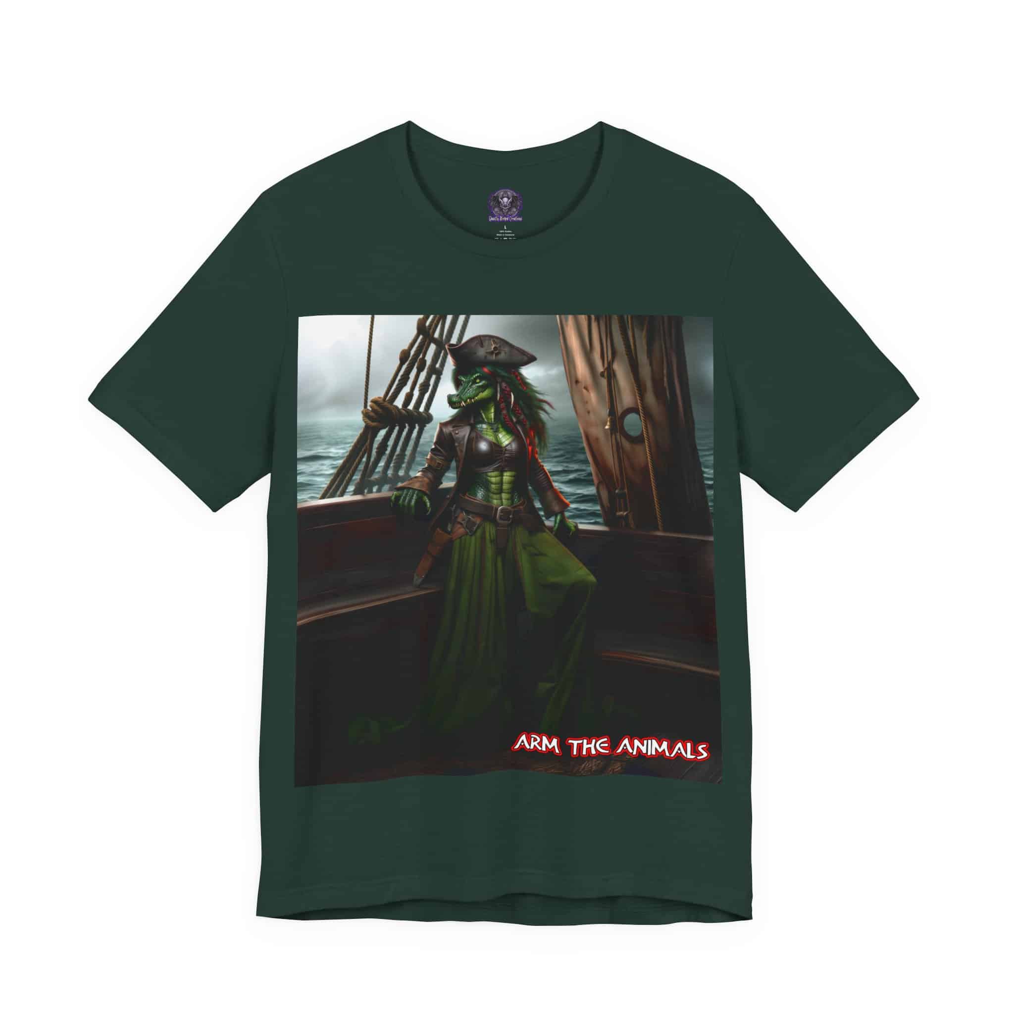 Arm The Animals: Pirate Gator Girl #AA-D-G001 Unisex Jersey Short Sleeve Tee - Image 51