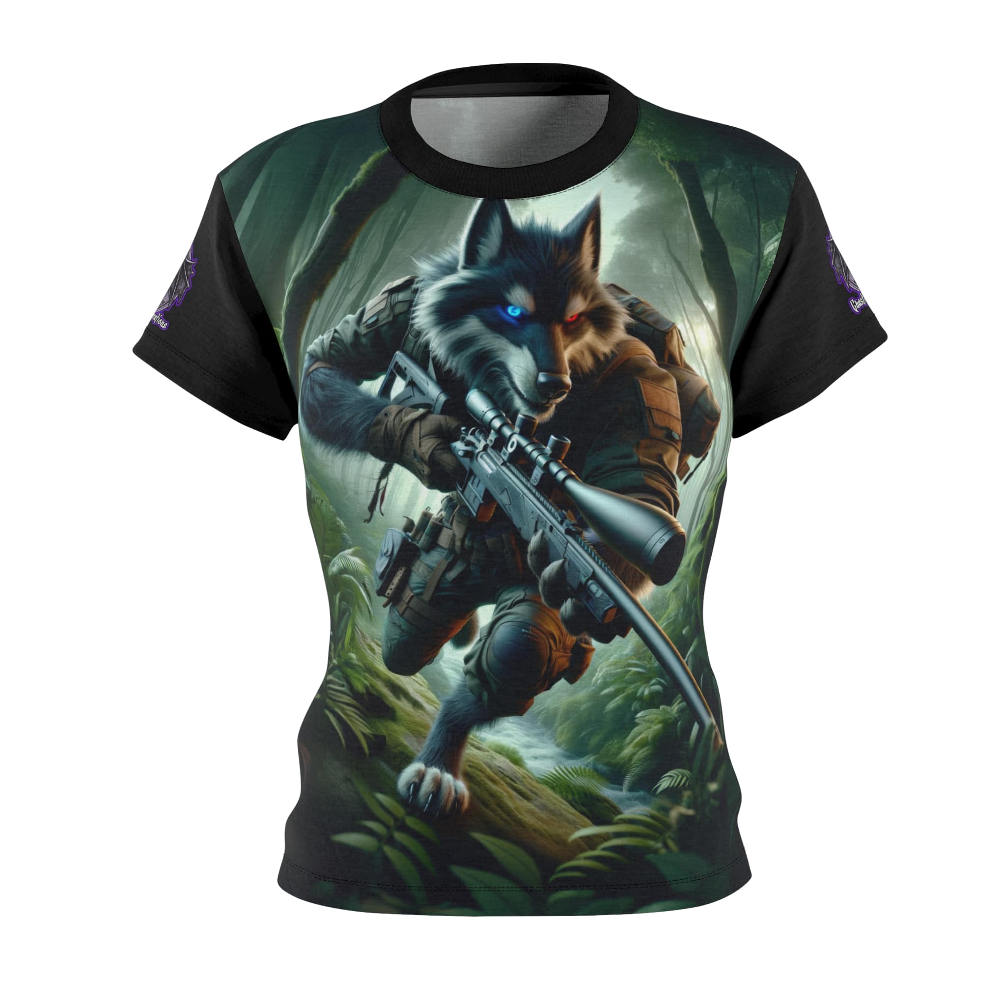 Arm The Animals: Hunter Wolf #AA-D-W001 Women's Cut & Sew Tee (AOP) - Image 2