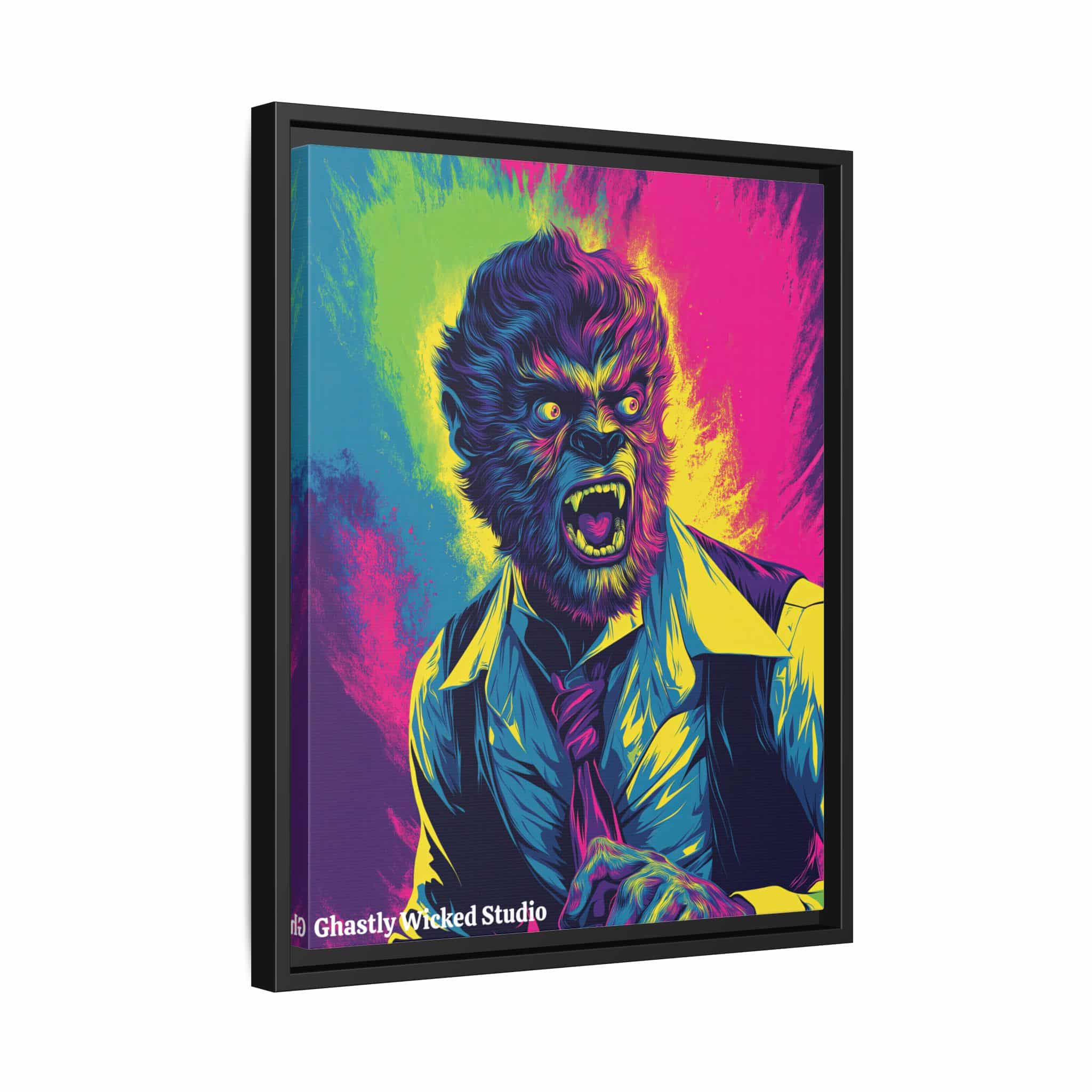 The Wolfman II Pop 60’s Art Style Matte Canvas, Black Frame Halloween - Image 5